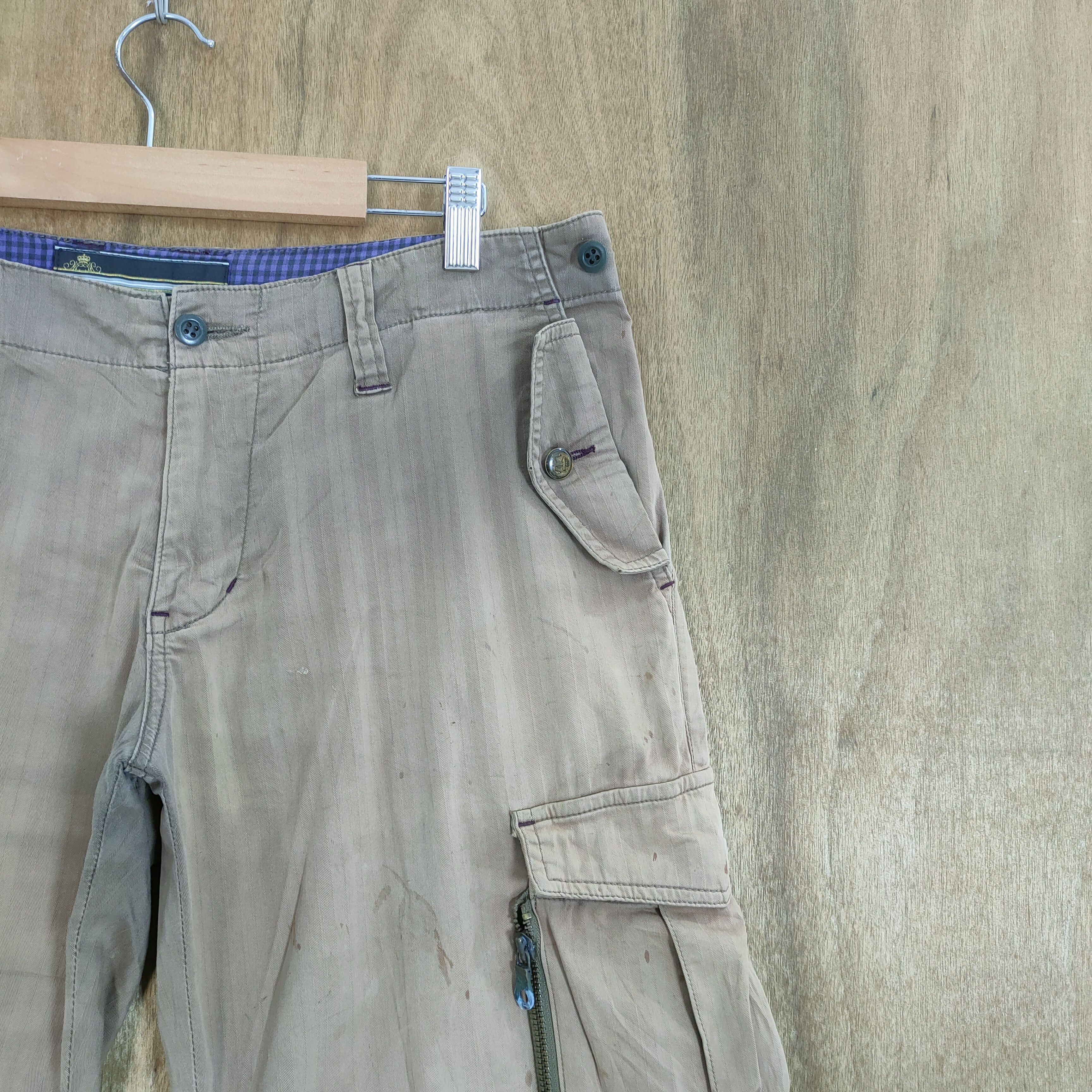Melrose VINTAGE MELROSE FADED BROWN CARGO PANTS Size US 34 / EU 50 - 6 Thumbnail