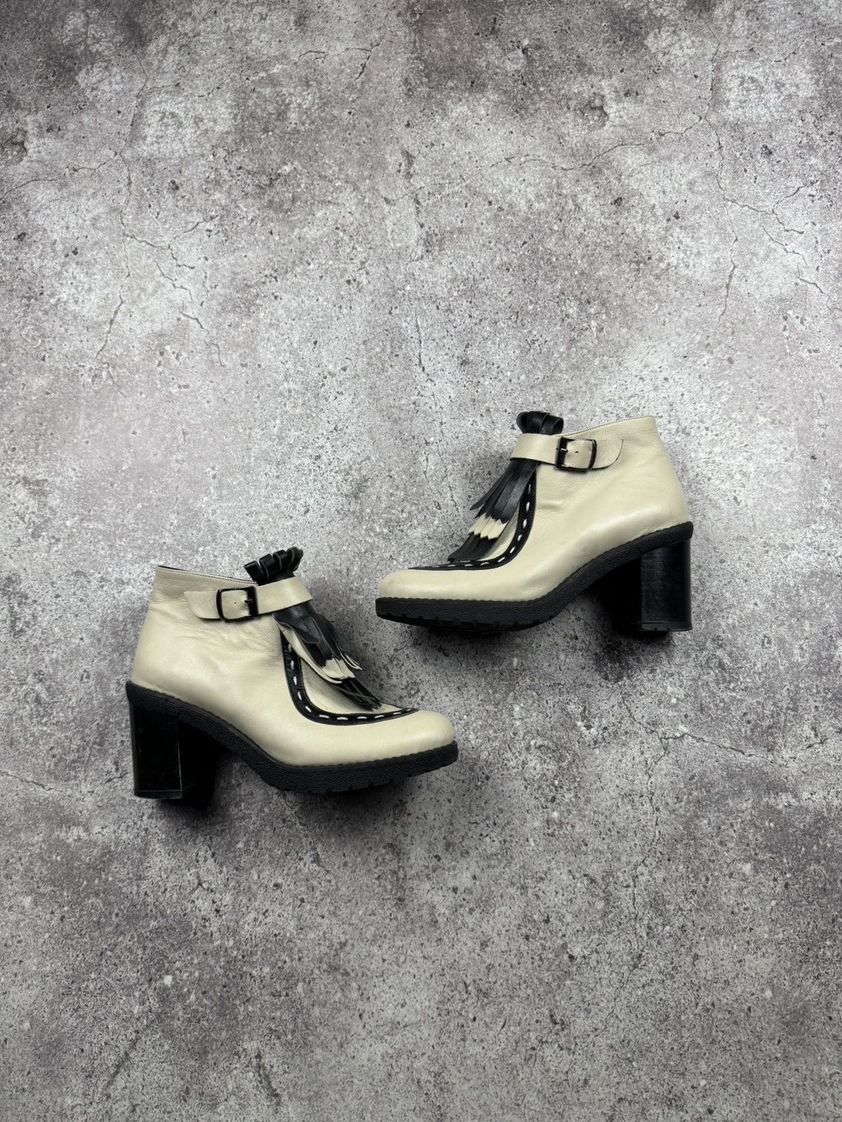 Japanese Brand Vintage Rick Owen’s Style Y2K Leather Fridge Heels Boots 00s Size US 8 / IT 38 - 1 Thumbnail