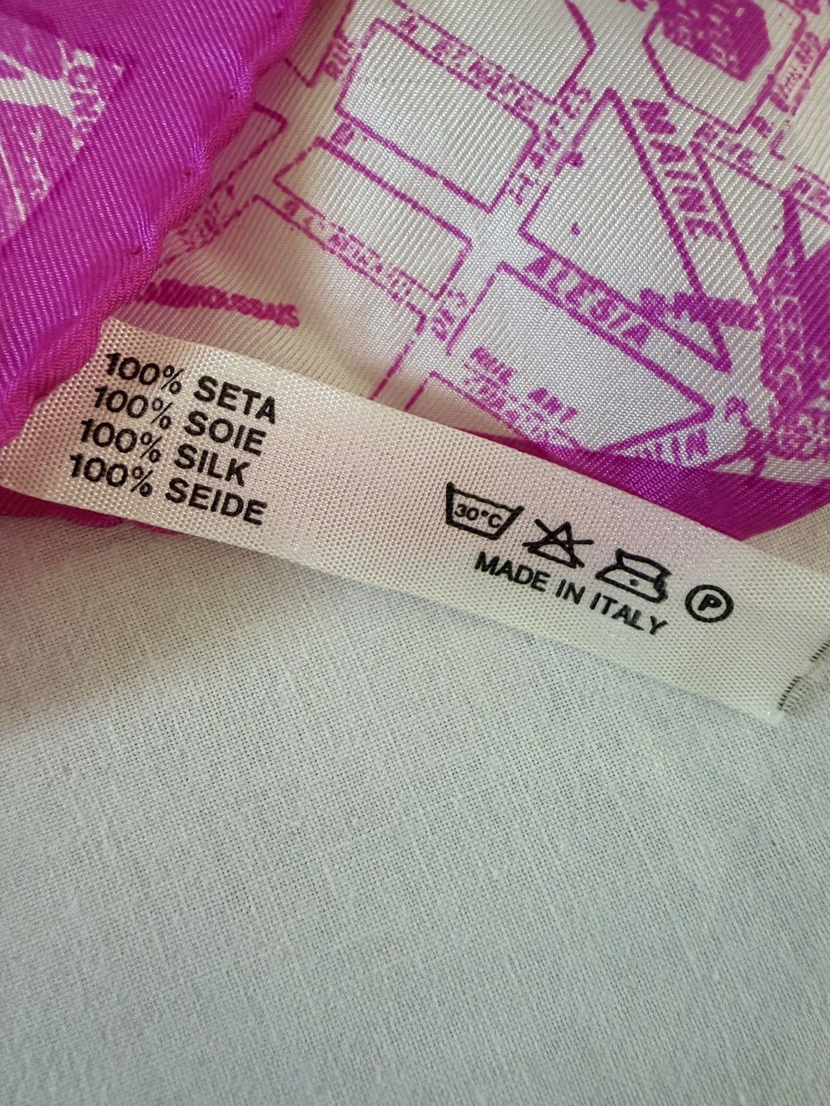 Pierre Cardin Pierre Cardin Paris Silk Scarf Pink Paris Map Print 62” Size ONE SIZE - 9 Thumbnail