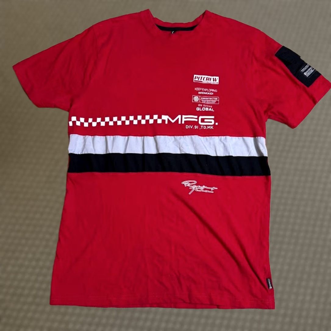 Southpole Southpole Pitcrew Racing Graphic Shirt Men XL Red MFG Stripe Logo Tee Size US XL / EU 56 / 4 - 1 Thumbnail