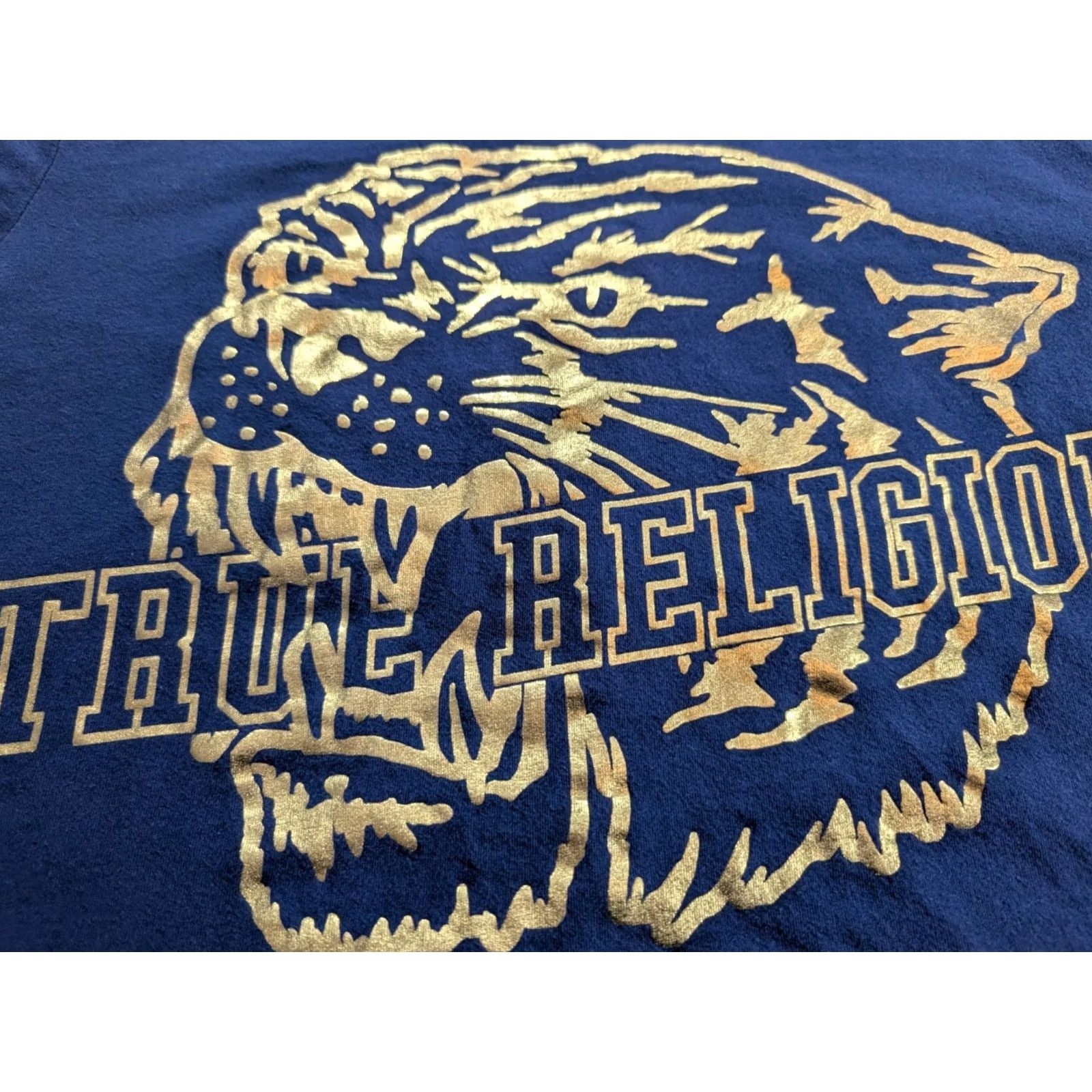 True Religion True Religion T-Shirt Men’s Shirt Short Sleeve Crew Neck Logo Tiger Tattoo Graphic Print Blue Medium Size US M / EU 48-50 / 2 - 4 Thumbnail