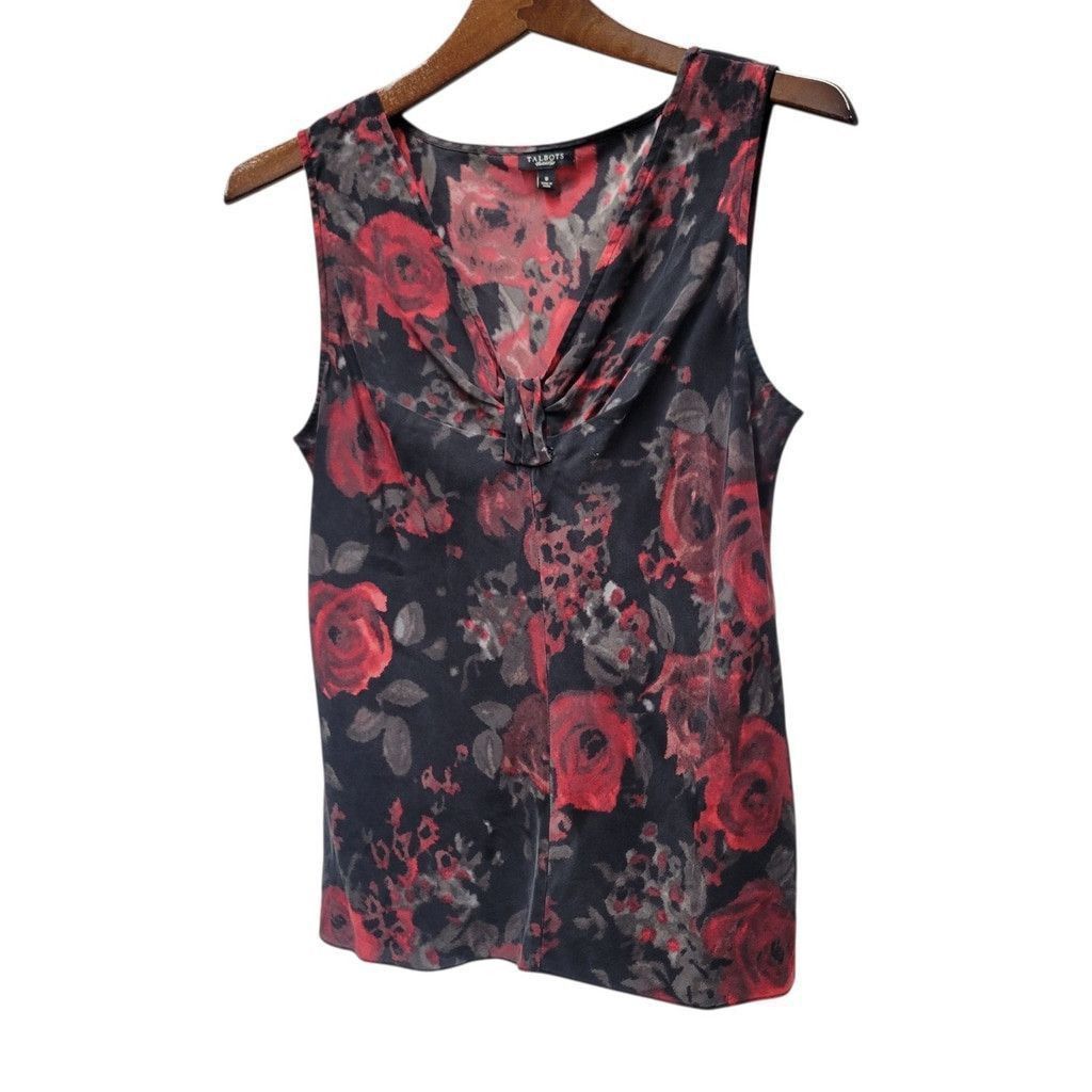 Talbots Talbots Women's V-neck Floral Sleeveless Silk Top Blouse 8 Size M / US 6-8 / IT 42-44 - 2 Thumbnail
