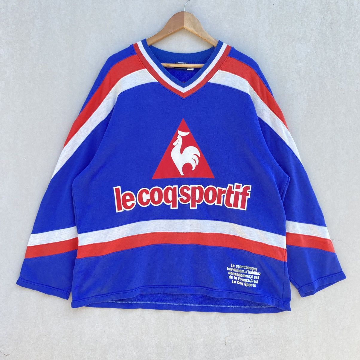 Le Coq Sportif × Vintage 🔥 Vintage Le Coq Sportif Vintage Pullover 90s Big Logo Size US XXL / EU 58 / 5 - 2 Thumbnail