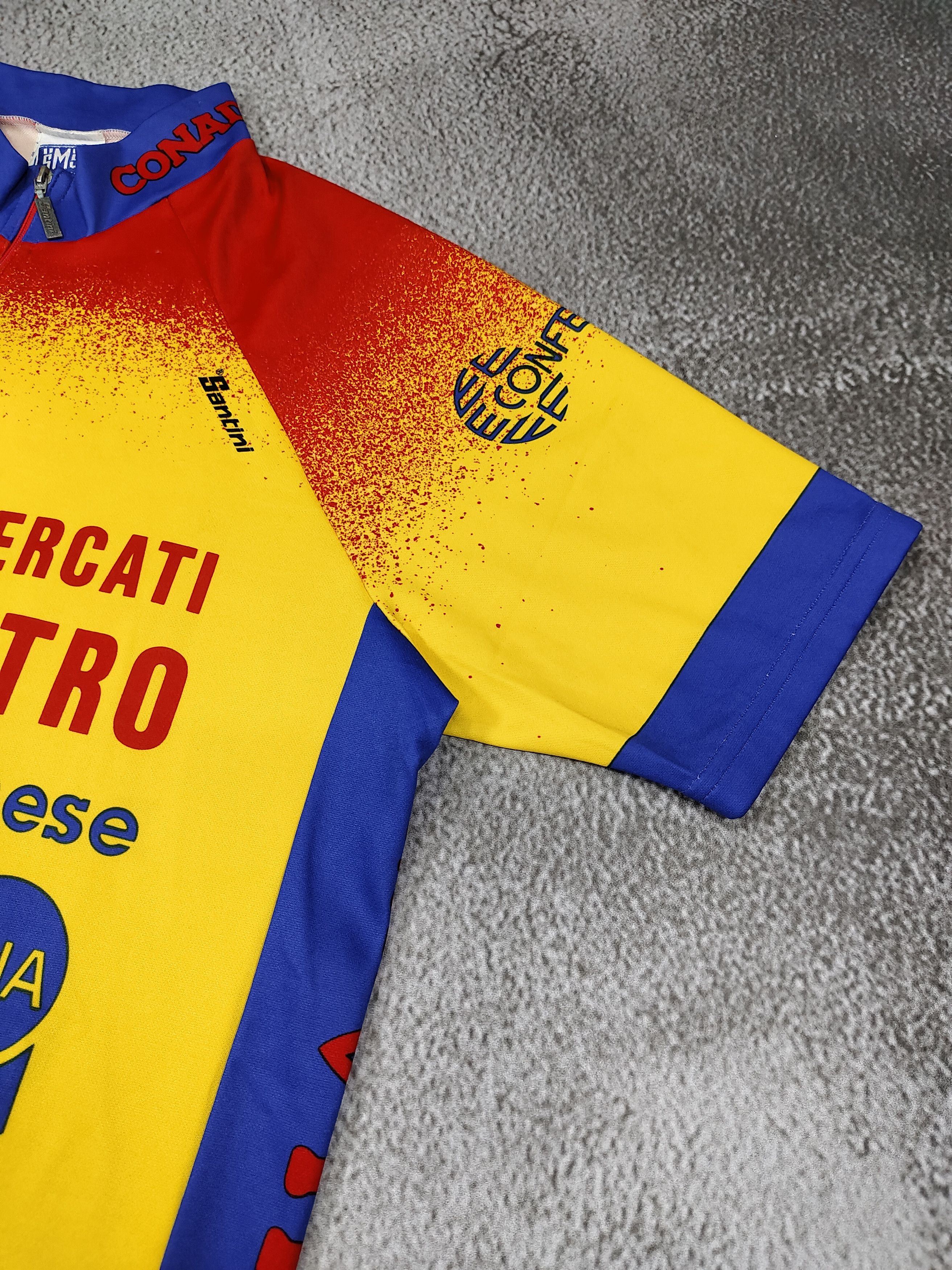 Vintage 90s Santini🇮🇹 CONAD Castelvetro Racing Team Cycling Jersey Size US L / EU 52-54 / 3 - 3 Thumbnail