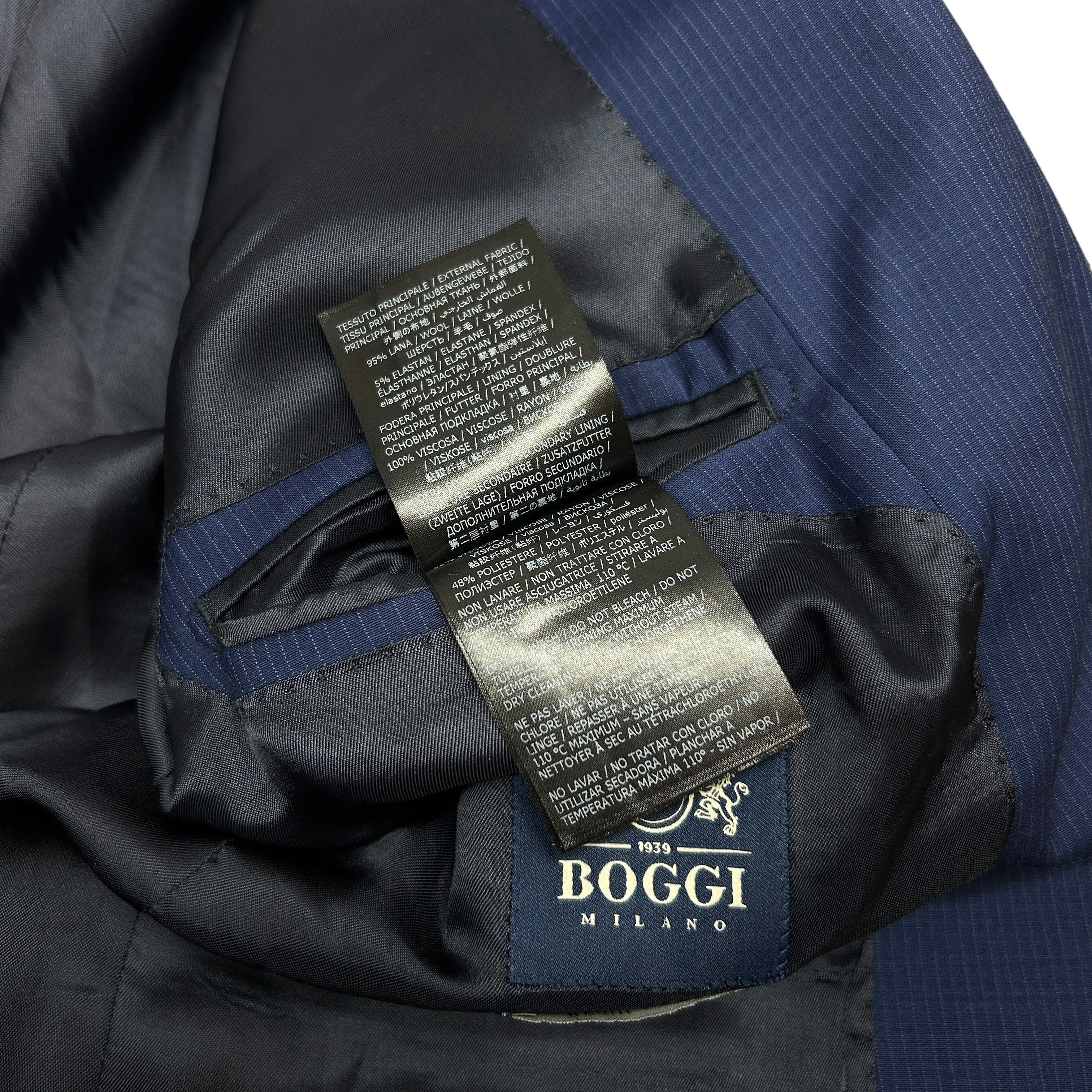 Boggi Boggi Milano Pure Wool 120s Blue Striped Regular Blazer 52 Size 46R - 8 Thumbnail