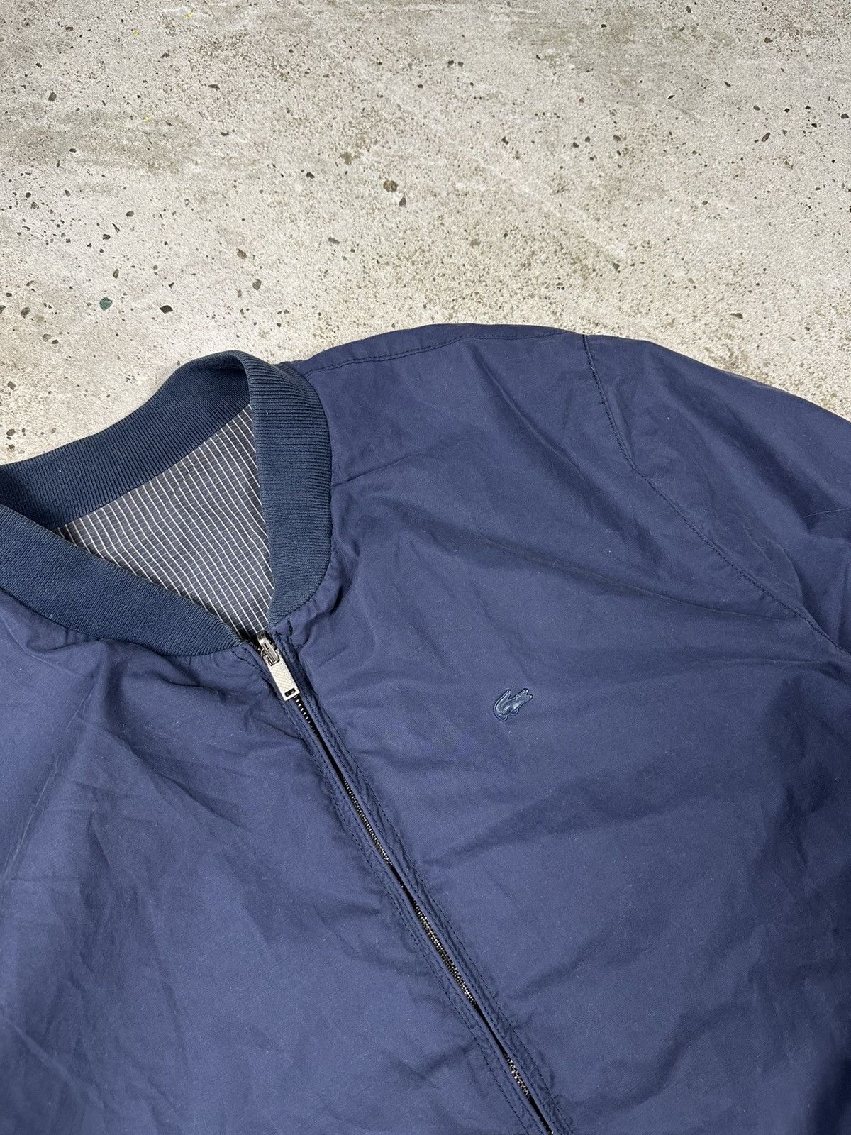 Lacoste × Vintage Vintage 90s Lacoste Reversible Bomber Jacket Navy Check Size US L / EU 52-54 / 3 - 16 Thumbnail