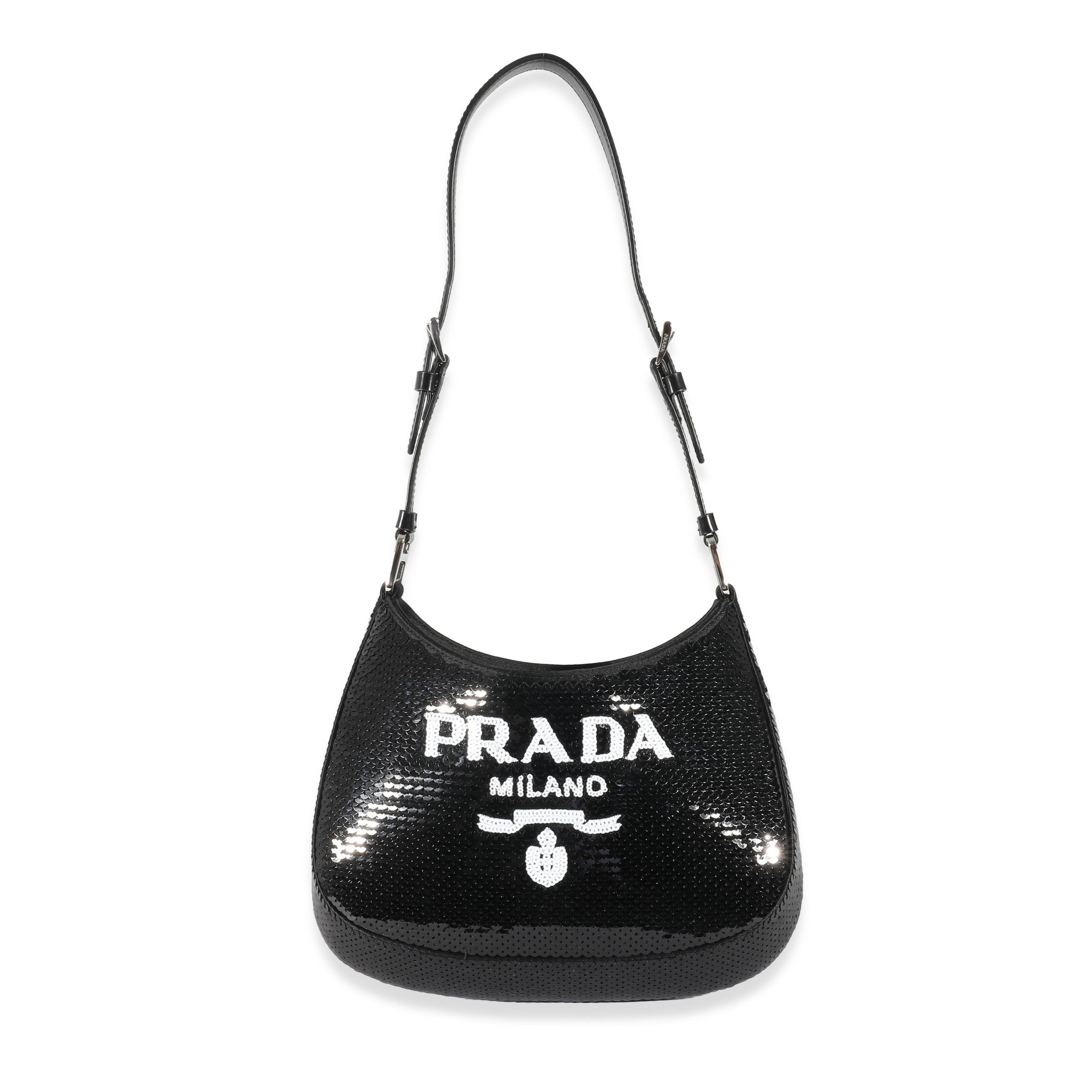 image of Prada Black Satin Sequins Embellished Cleo, Women's
