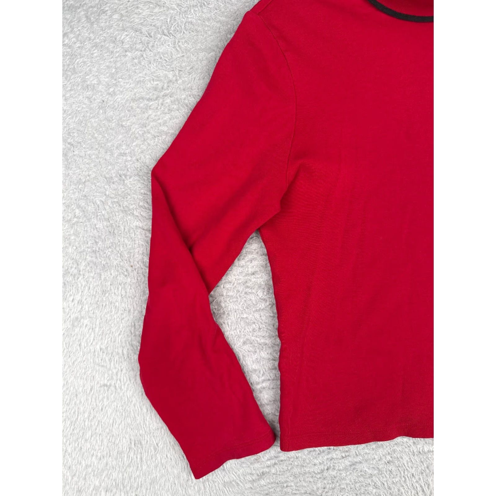 Ralph Lauren Lauren Ralph Lauren Shirt Women Petite Large Red Long Sleeve Cotton Turtleneck Logo Knit Casual All Seasons Equestrian Horse Outdoor Womens Size L / US 10 / IT 46 - 3 Thumbnail