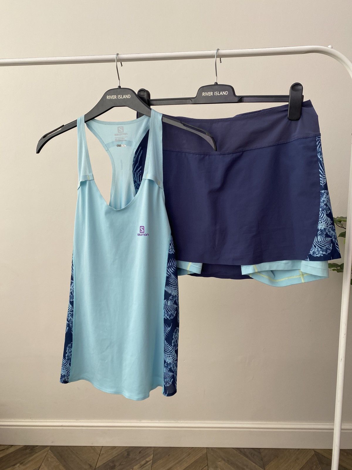 Salomon Salomon Women’s Tennis Set Tank Top & Skort Blue Activewear Size L / US 10 / IT 46 - 2 Thumbnail