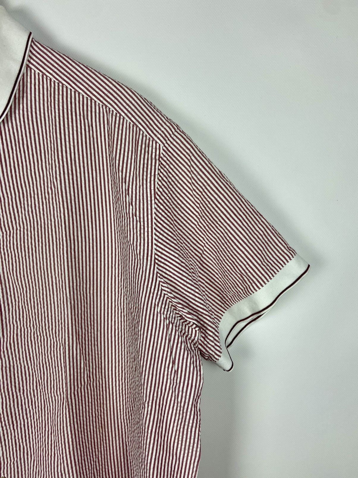 Brioni × Designer Brioni Striped Mens Shirt White Pink Short Sleeve Luxury Size US XL / EU 56 / 4 - 7 Thumbnail