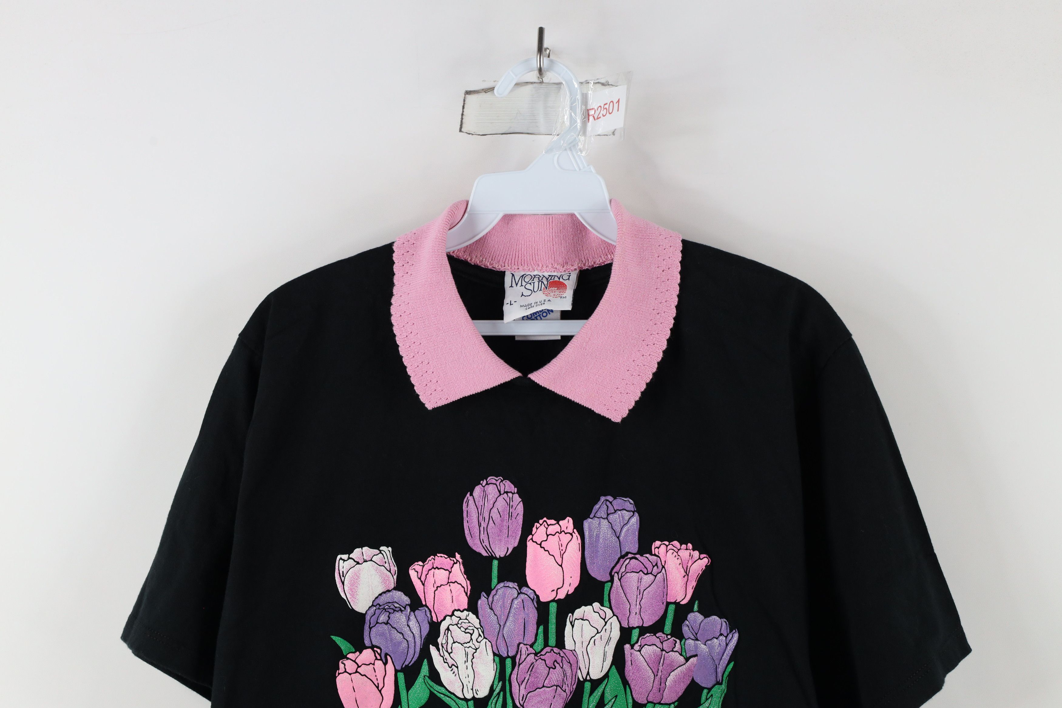 Vintage Vintage 90s Country Primitive Flower Collared T-Shirt USA Size L / US 10 / IT 46 - 2 Thumbnail