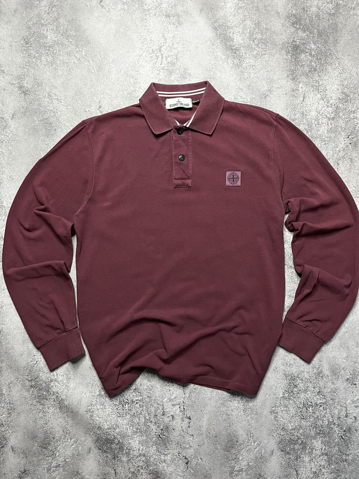 Stone Island Stone Island Long Sleeve Polo Patch Program Burgundy Men’s S Size US S / EU 44-46 / 1 - 1 Thumbnail
