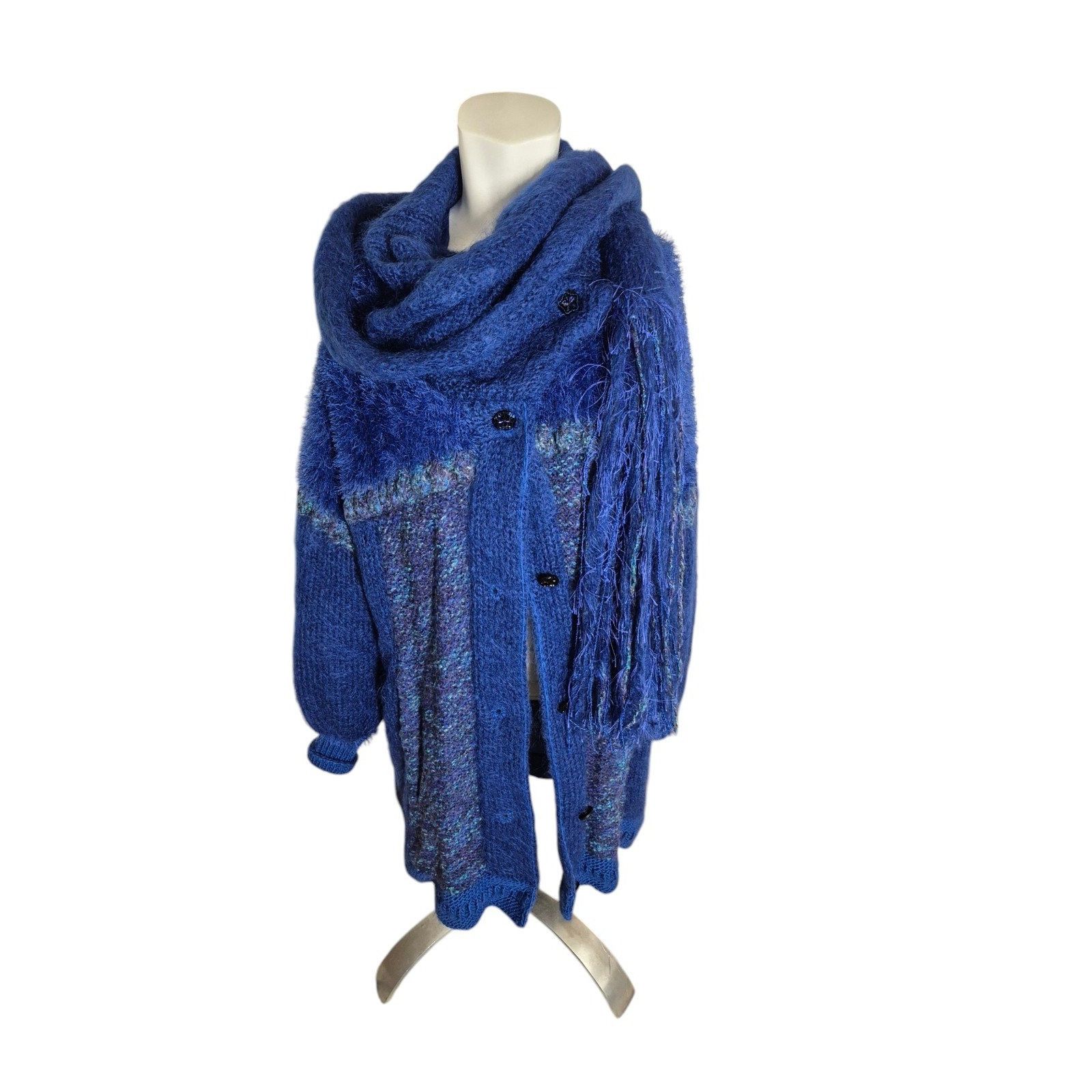 Handmade Vintage Handmade Wool Mohair Sweater Coatigan & Matching Sca Size ONE SIZE - 1 Thumbnail