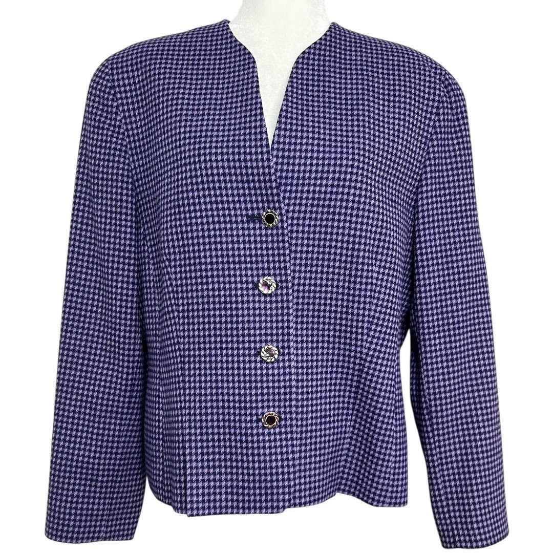 Pendleton Vintage Pendleton Purple Houndstooth Wool Blazer Jacket - Wo Size XXL / US 16-18 / IT 52-54 - 1 Thumbnail