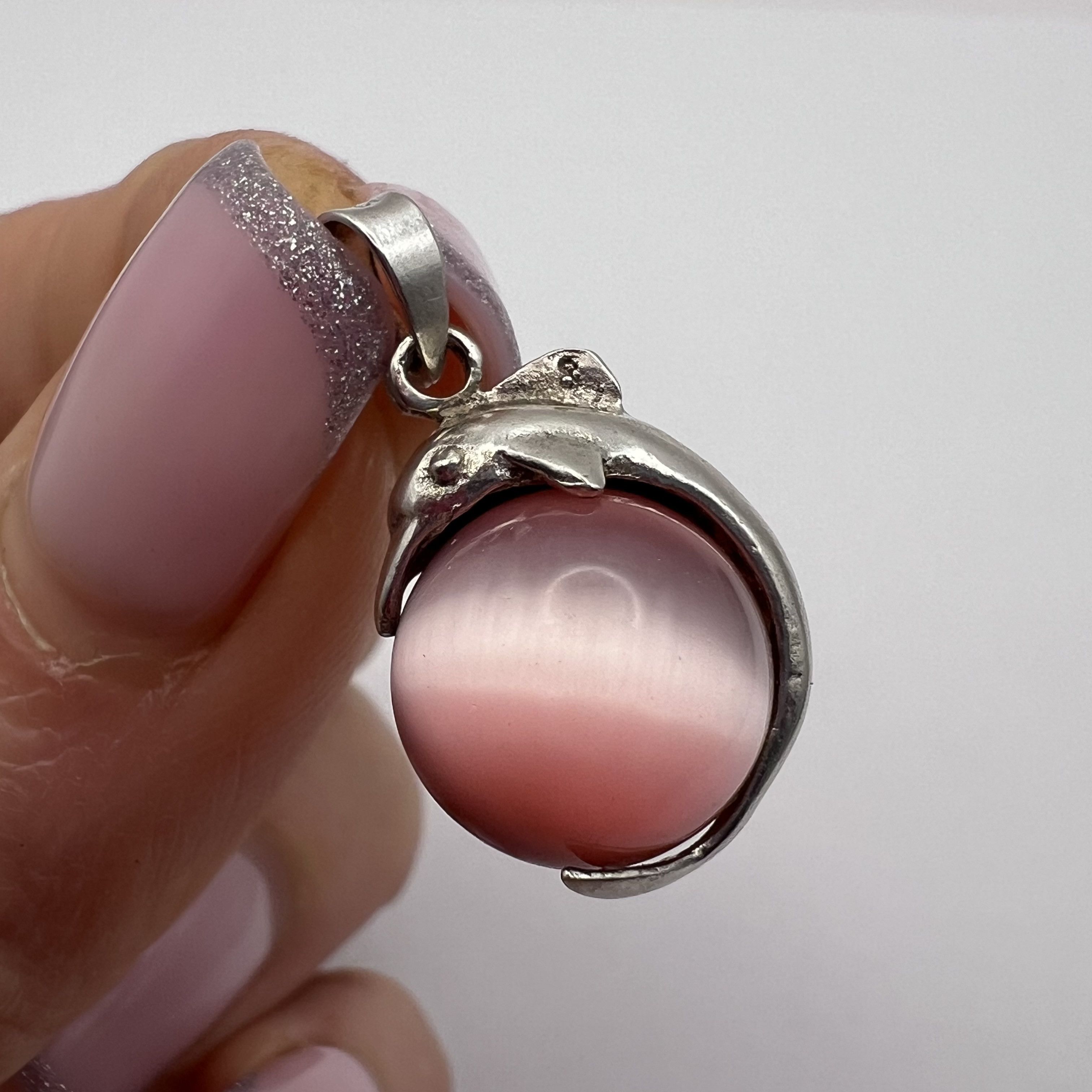 Sterling Silver Vintage Sterling Silver 925 Dolphin Pendant Necklace Size ONE SIZE - 1 Thumbnail