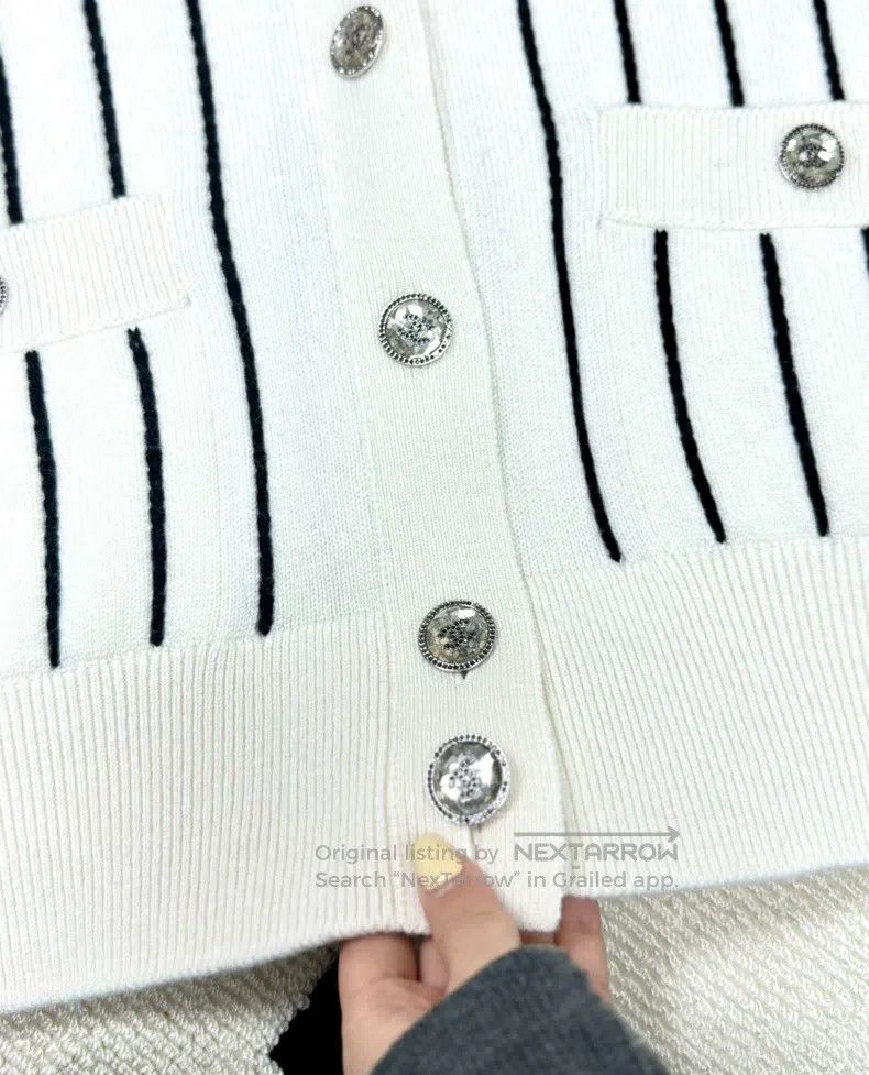 Chanel Chanel 23p white striped knitted cardigan coat Size XS / US 0-2 / IT 36-38 - 5 Thumbnail