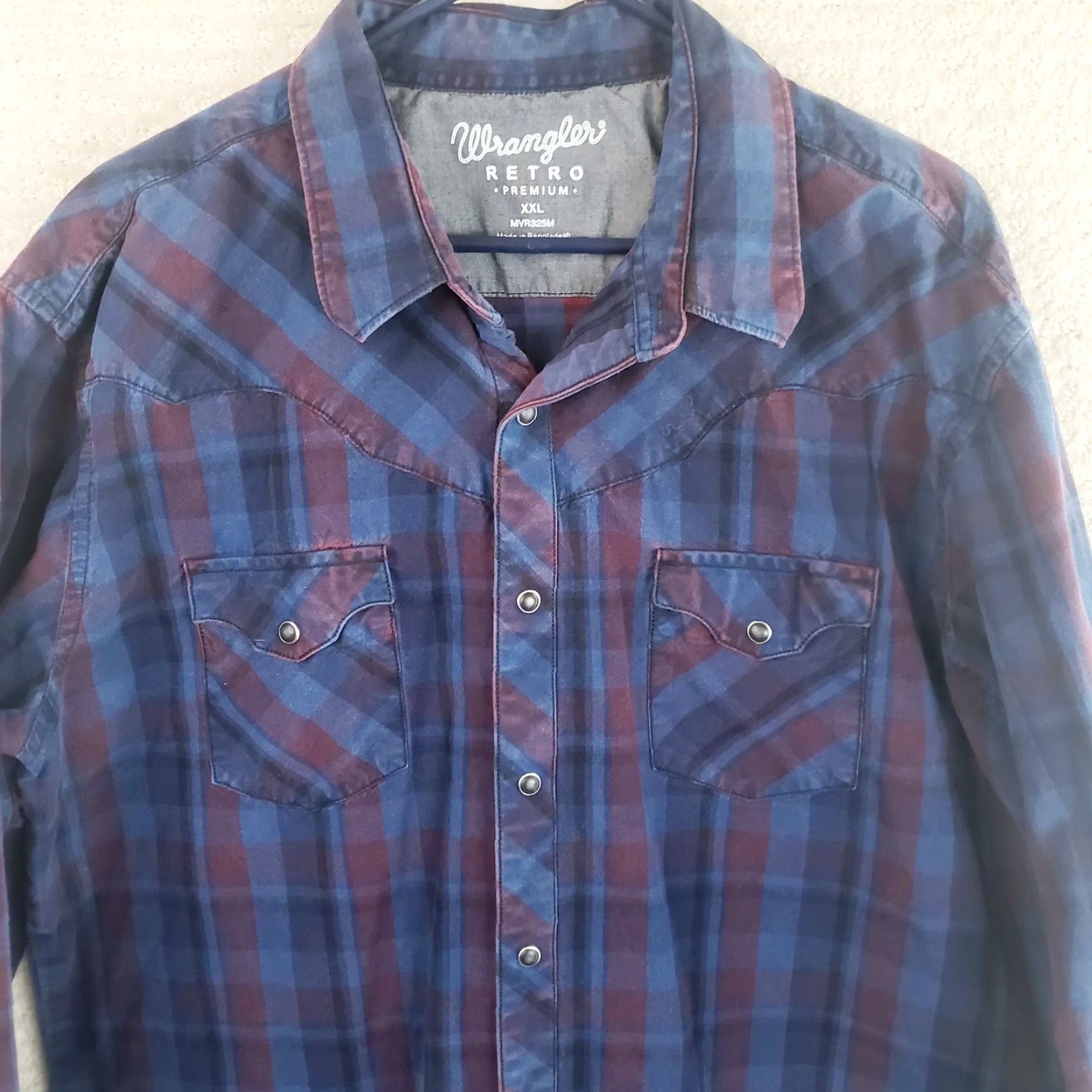 Wrangler VINTAGE Wrangler Retro Premium Shirt Men 2XL Blue Plaid Pearl Snap Western 90s Cowboy Casual Mens Size US XXL / EU 58 / 5 - 2 Thumbnail