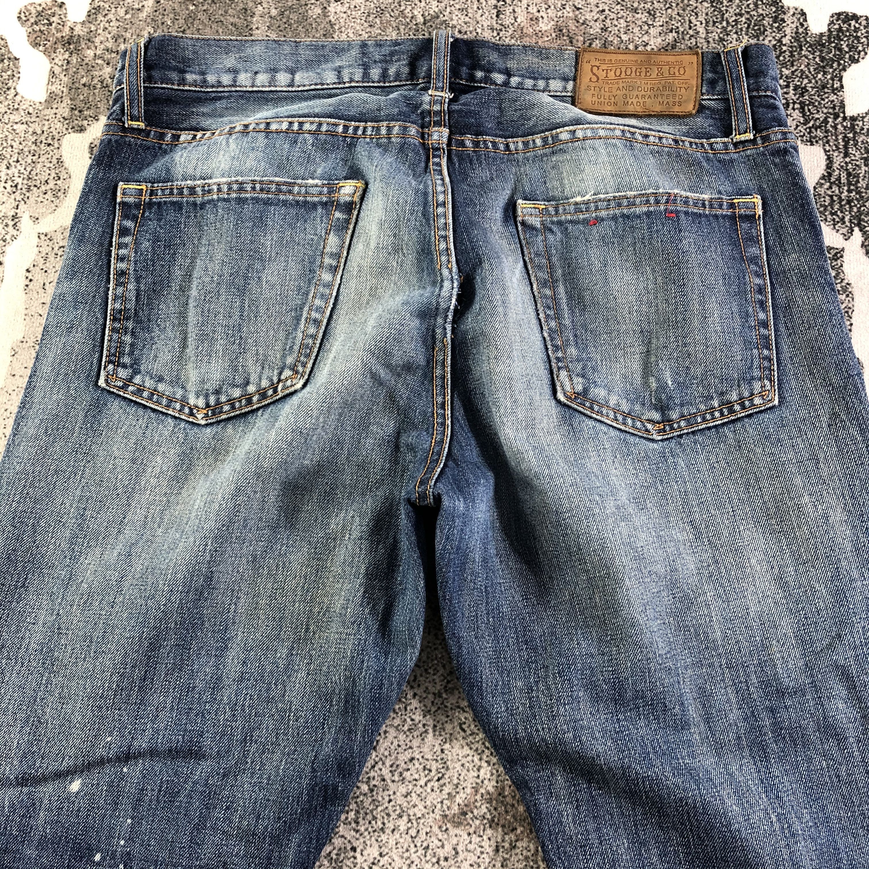 Japanese Brand Stooge & Co Jeans Distressed Denim KJ2695 Size US 33 - 4 Thumbnail