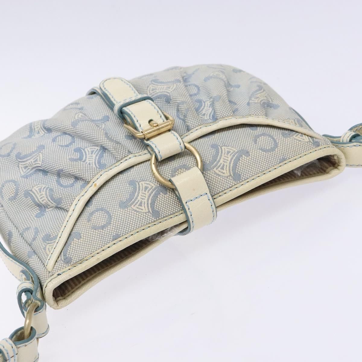 Celine CELINE C Macadam Canvas Shoulder Bag Light Blue Gold Size ONE SIZE - 6 Thumbnail
