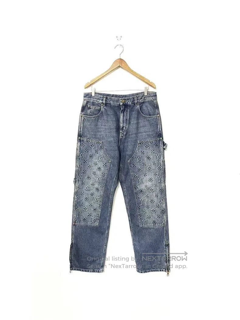 Louis Vuitton Louis Vuitton Blue Denim Jeans with Monogram. Size US 33 - 1 Thumbnail