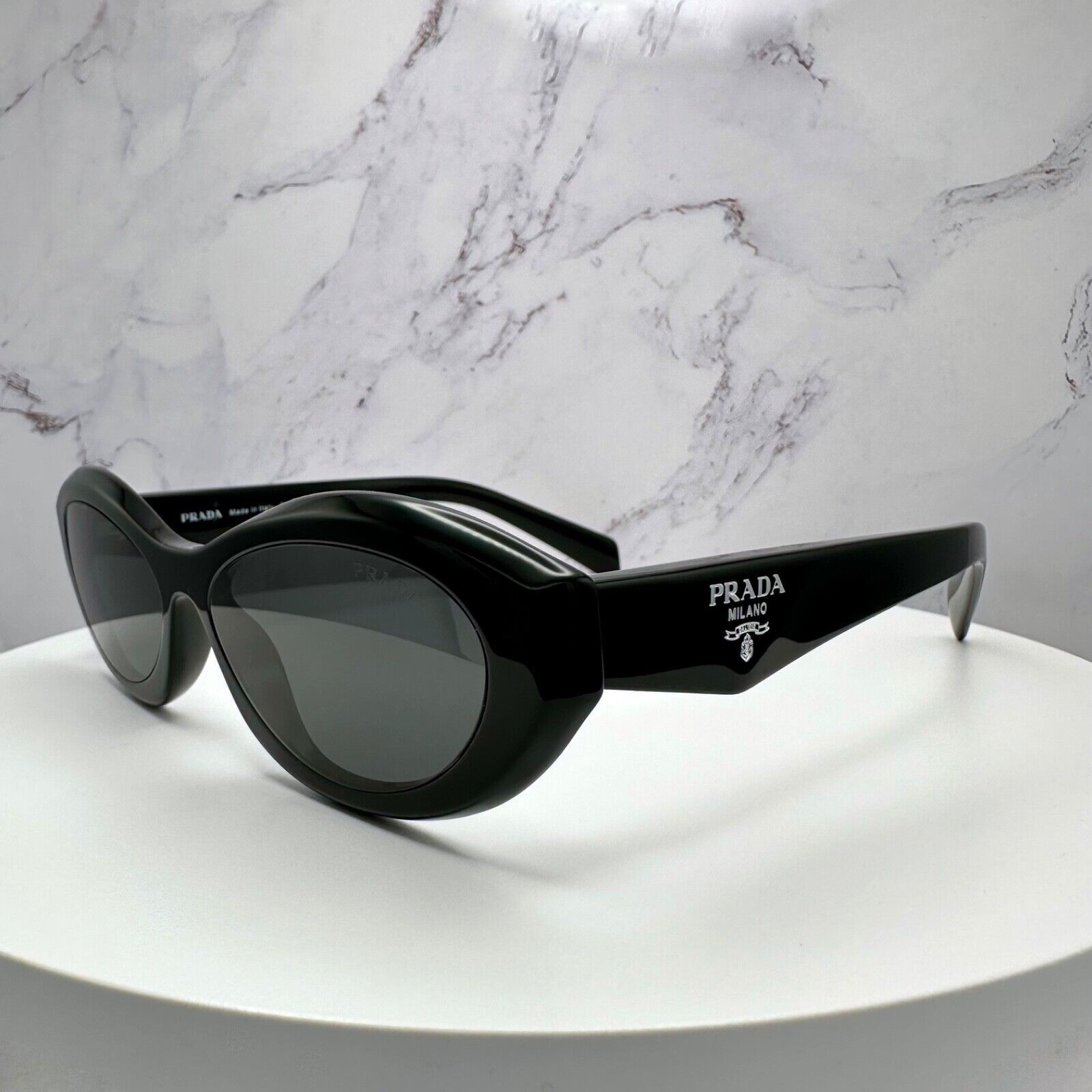 Prada New Prada Sunglasses Black Acetate Symbole Logo Slim Size ONE SIZE - 21 Thumbnail