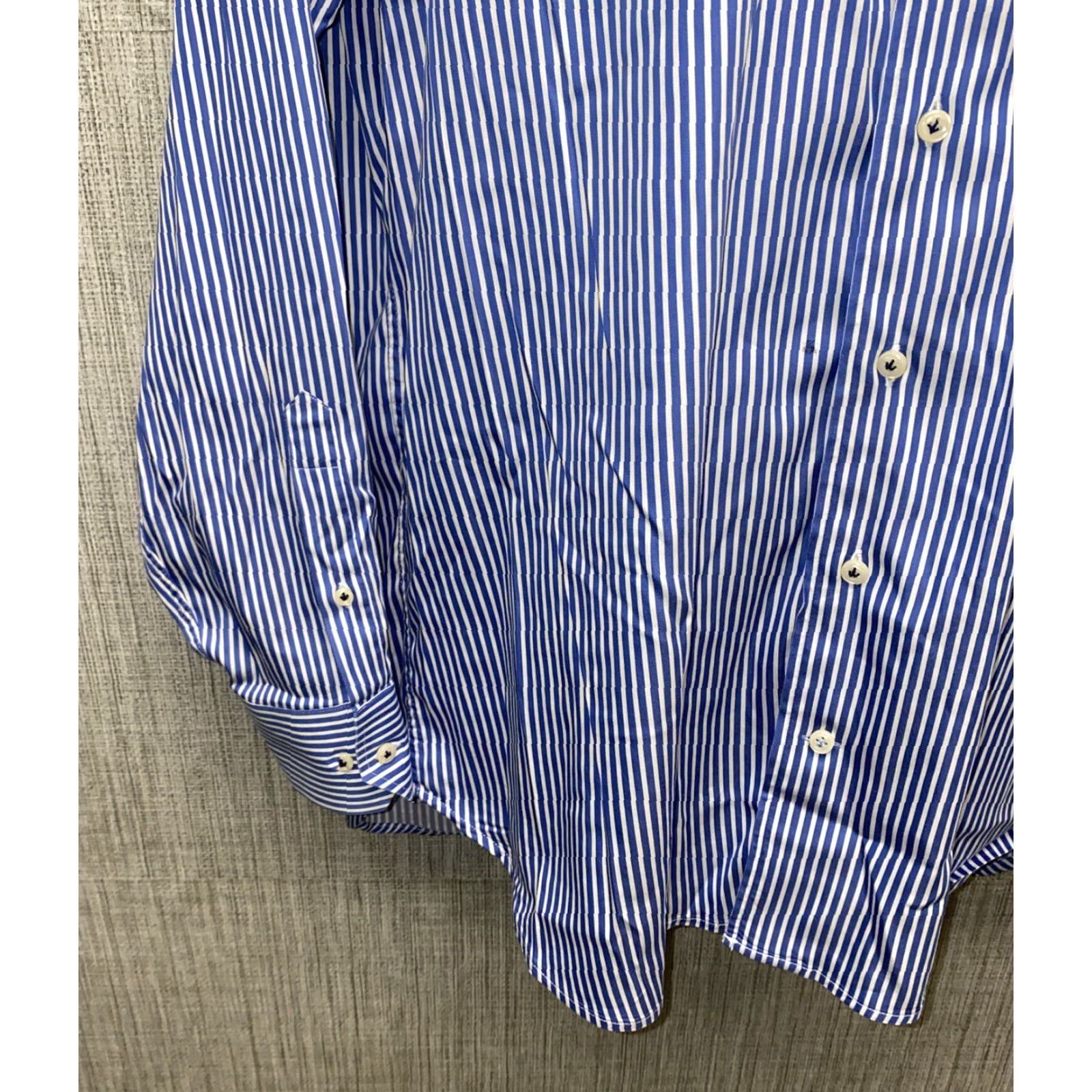 Peter Millar Peter Millar Men's Long Sleeve Button-Up Shirt Size Large Blue White Striped Cotton Blend Multi-Color Size US L / EU 52-54 / 3 - 4 Thumbnail