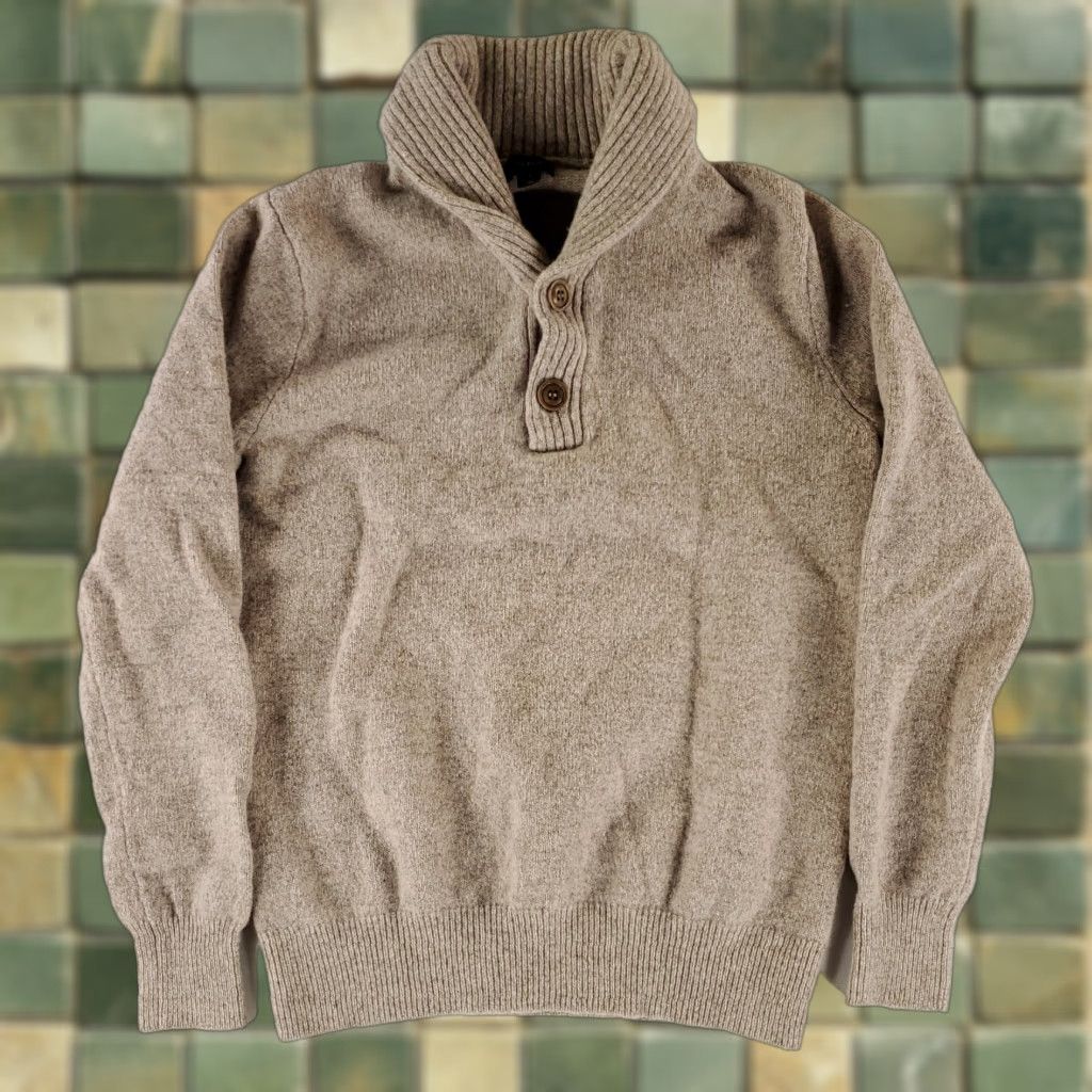 J.Crew VINTAGE J.CREW Sweater Shawl Collar 100% Lambs Wool Tan Brown Beige Mens S Pullover Mens S Size US S / EU 44-46 / 1 - 1 Thumbnail