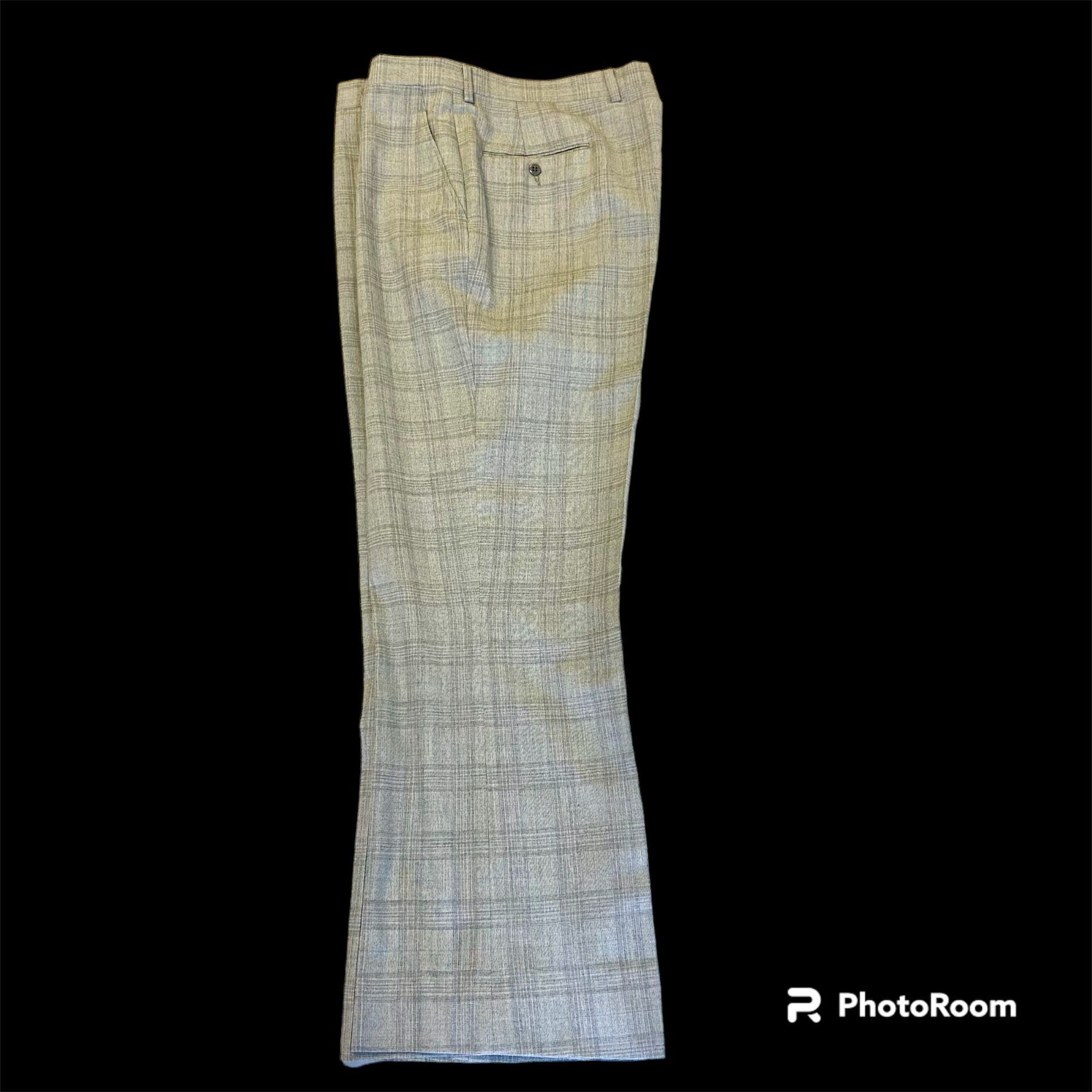 70's House of Pimlico MOD Gray Blue OVERCHECK Wool Suit 42 L