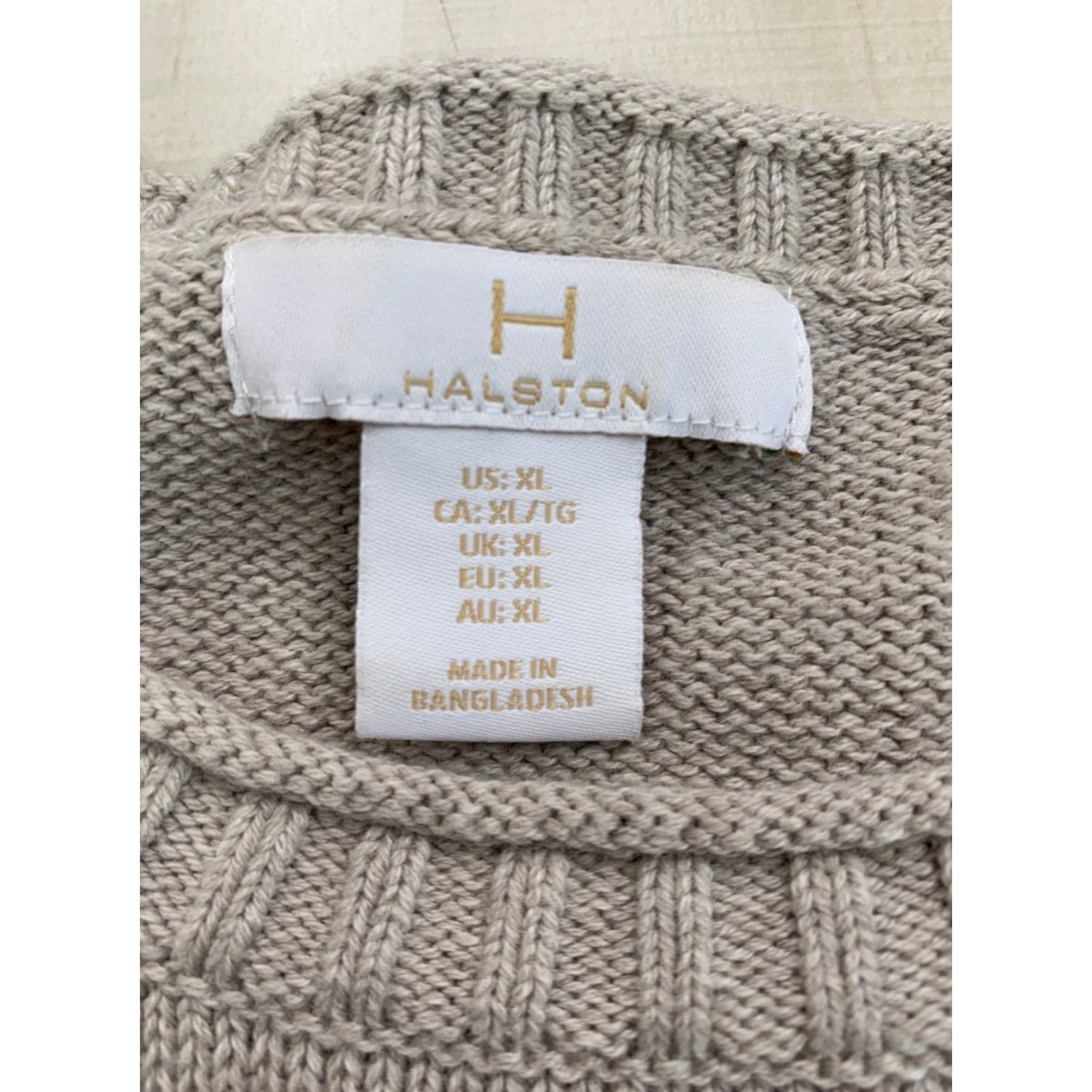 Halston Halston 100% Cotton Knit Short Sleeve XL Beige Pullover Women Size 40" / US 18 - 4 Thumbnail