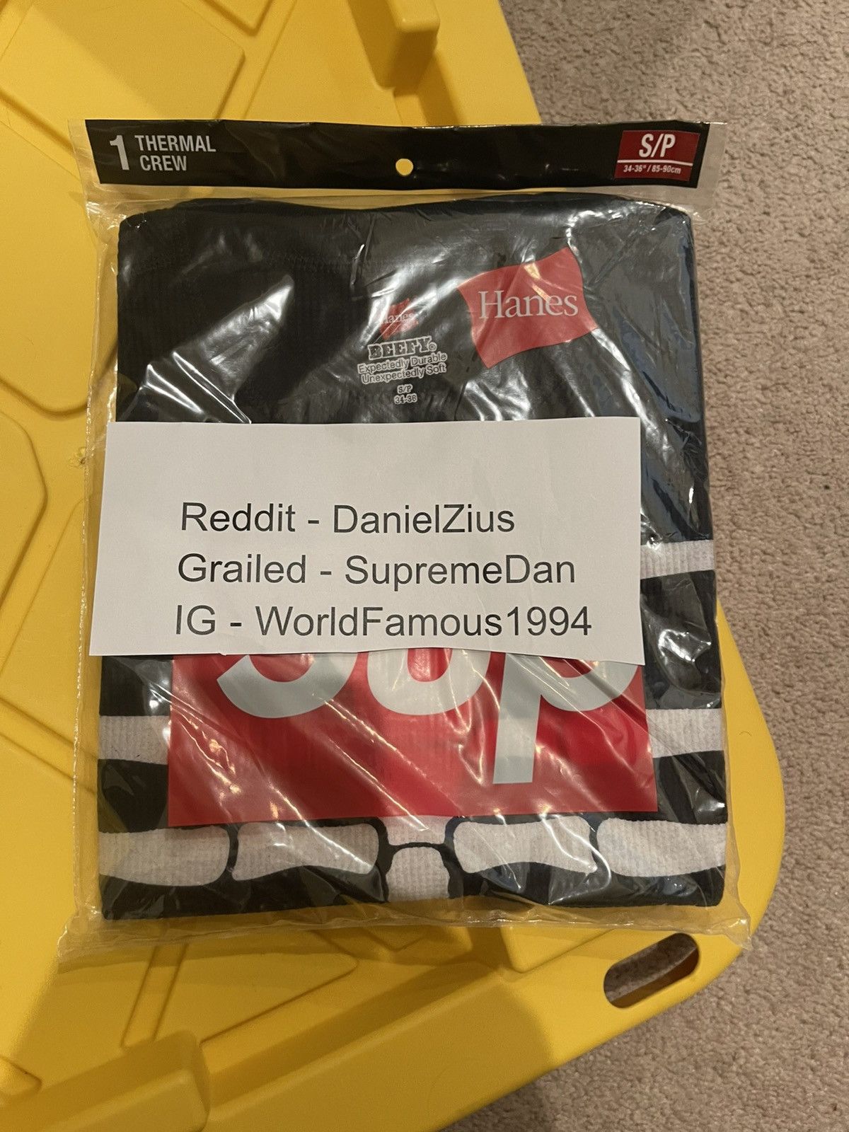 Hanes × Supreme Supreme x Hanes Bones Thermal Crew (1 Pack) 'Black' Size US S / EU 44-46 / 1 - 2 Thumbnail