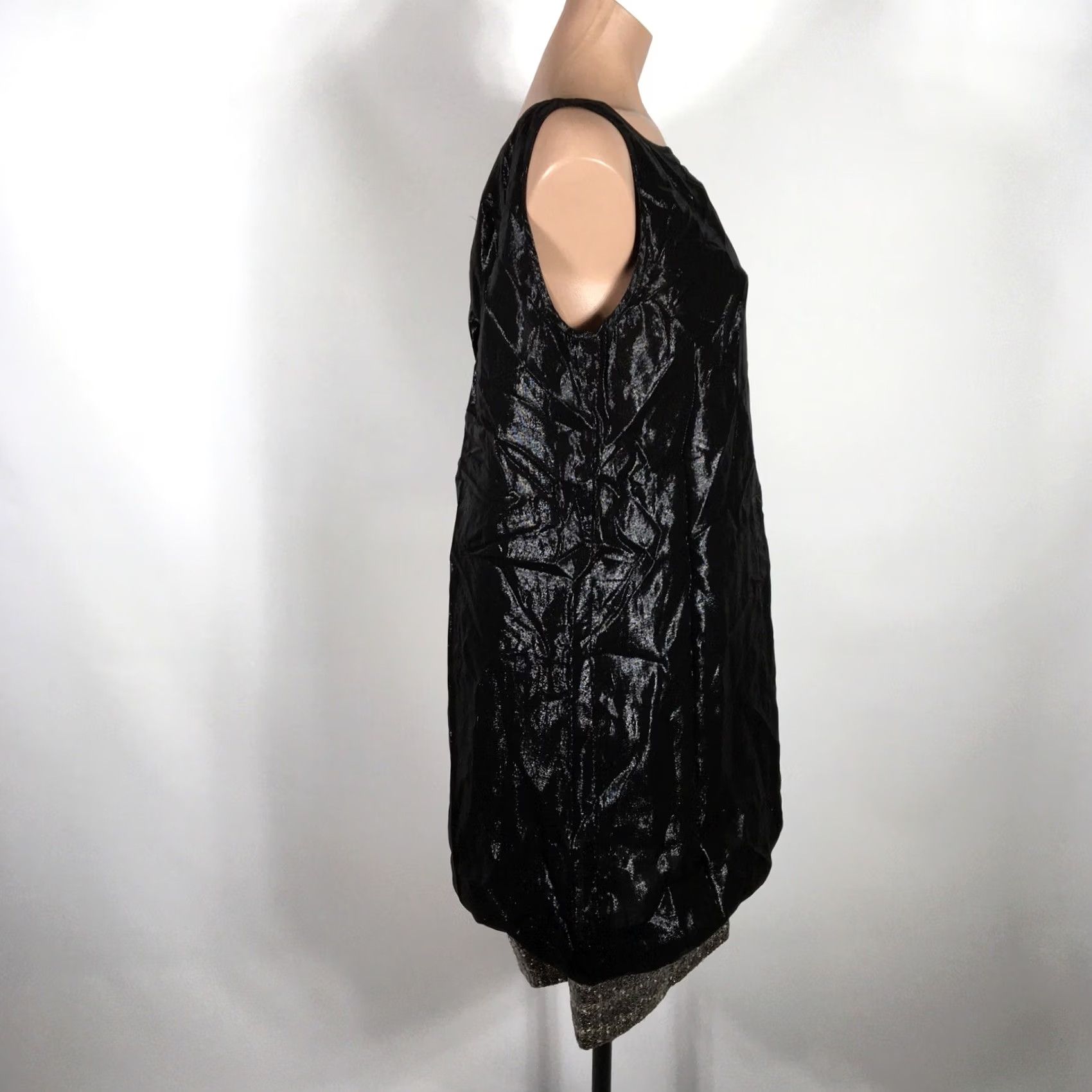 Badgley Mischka VINTAGE Badgley Mischka Wet Look Shiny Bubble Dress Black Silver VTG y2k Club Party Dress 10 Mens Women Girls Boys Size L / US 10 / IT 46 - 5 Thumbnail