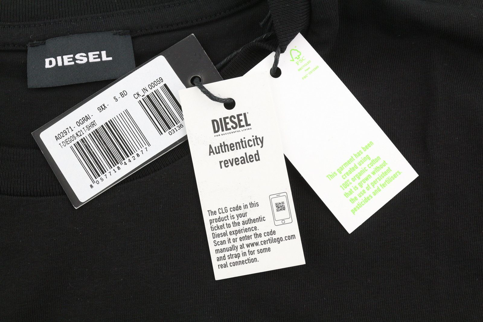 Diesel T-DIEGOS-K21 S Black Front Logo Tricot T-Shirt 84113 Size US S / EU 44-46 / 1 - 5 Thumbnail