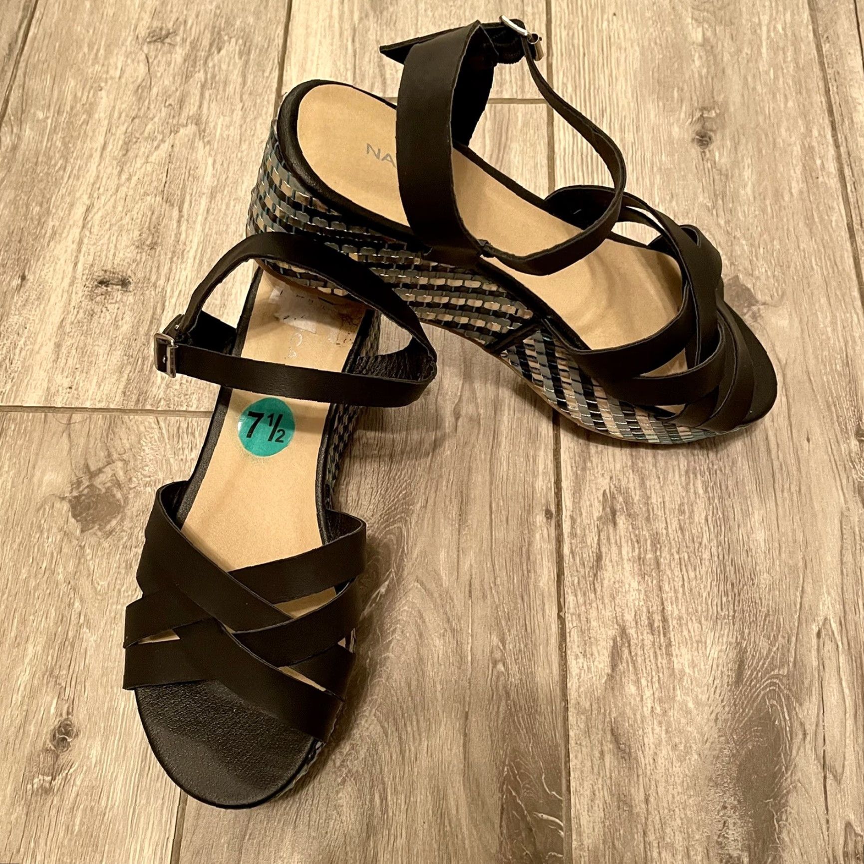 Nautica Nautica Sandal Platform Wedge Vegan Leather Boho Black 7.5 Women Size US 8 / IT 38 - 2 Thumbnail
