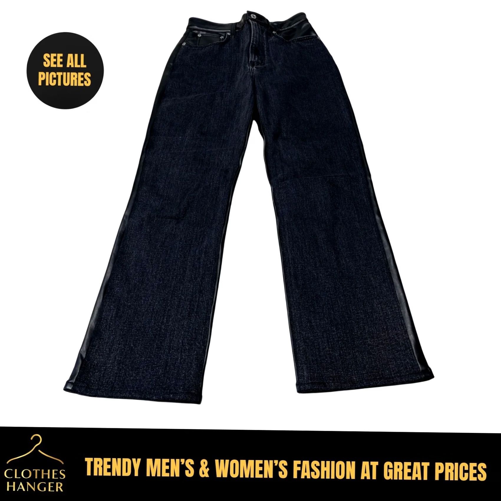 Abercrombie & Fitch Abercrombie & Fitch Mixed Fabric Ultra High Rise Ankle Straight Jean Black 26/2 Size 26" / US 2 / IT 38 - 2 Thumbnail