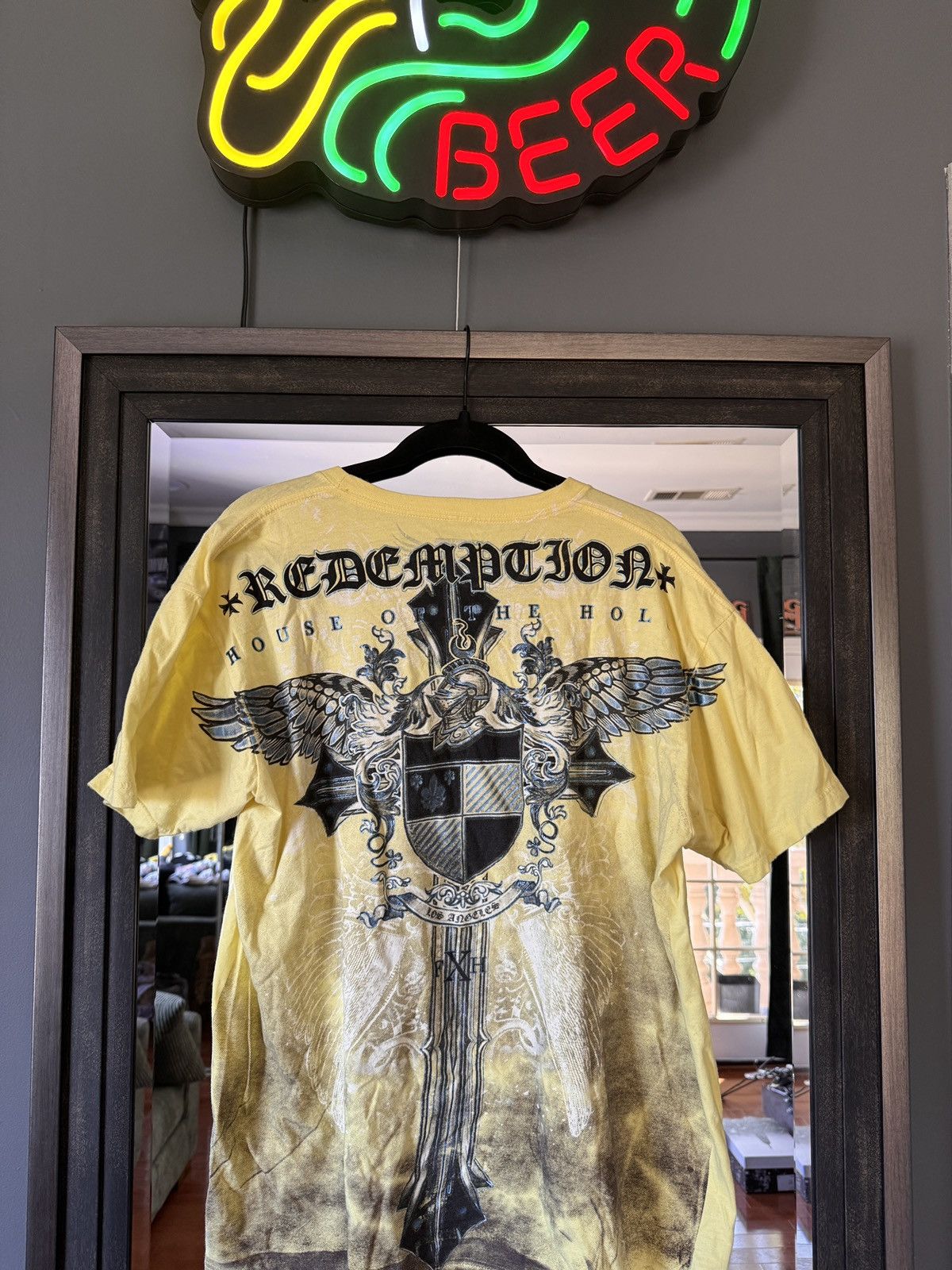 Raw State Raw State Y2K Yellow Gothic Cross Tee Size US XL / EU 56 / 4 - 1 Thumbnail