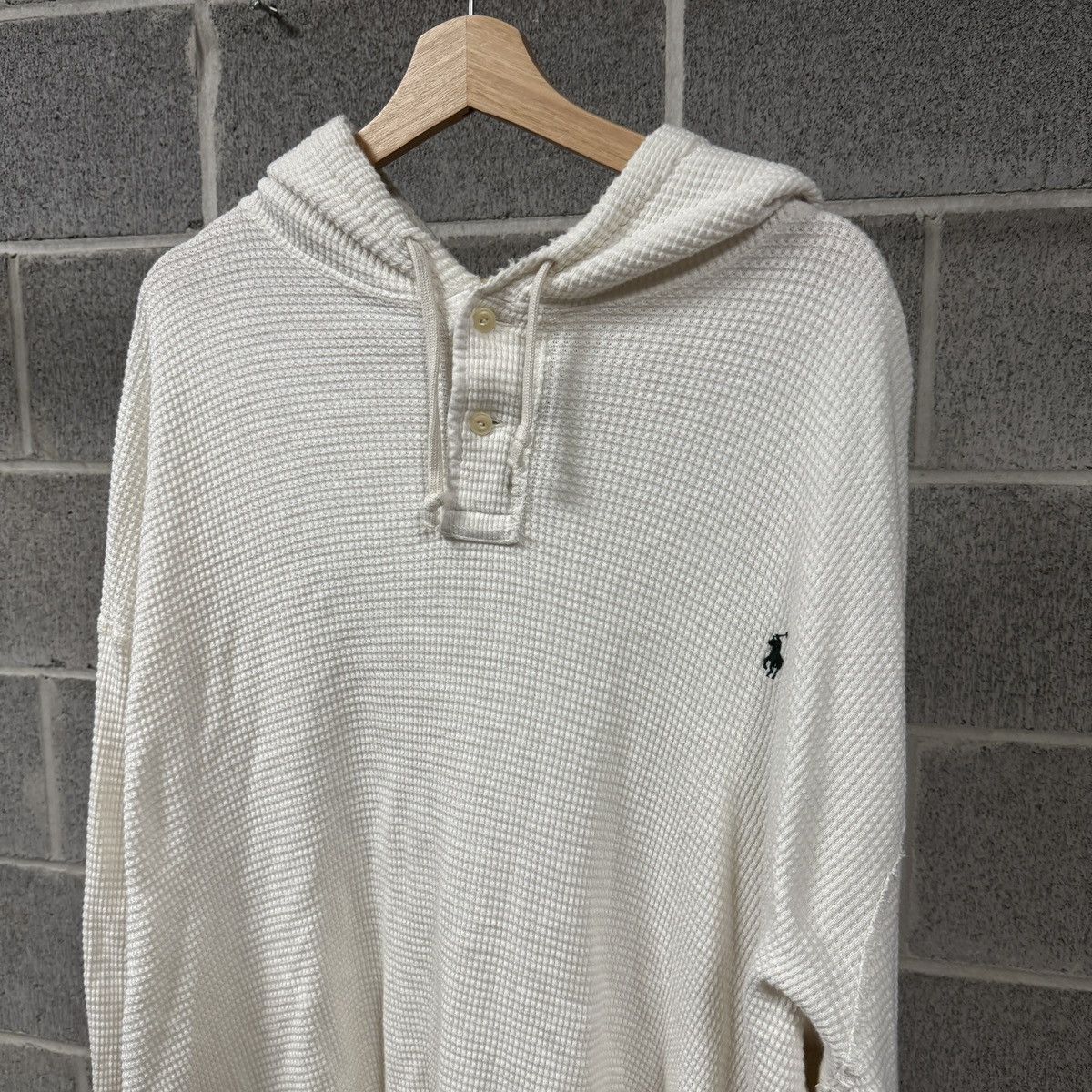 Polo Ralph Lauren Vintage Polo Ralph Lauren Waffle Knit Hoodie White 3XLT Size US XXL / EU 58 / 5 - 2 Thumbnail