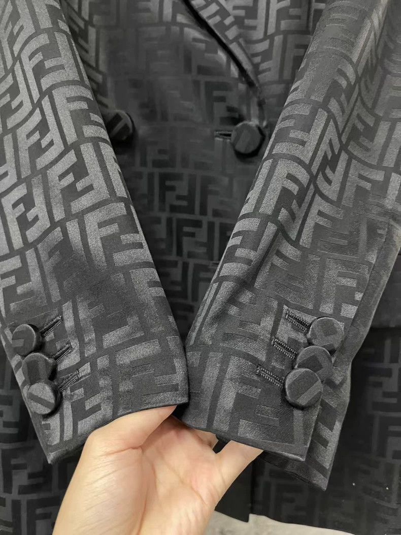 Fendi Fendi Black Patterned Suit Jacket for Women Size US S / EU 44-46 / 1 - 5 Thumbnail