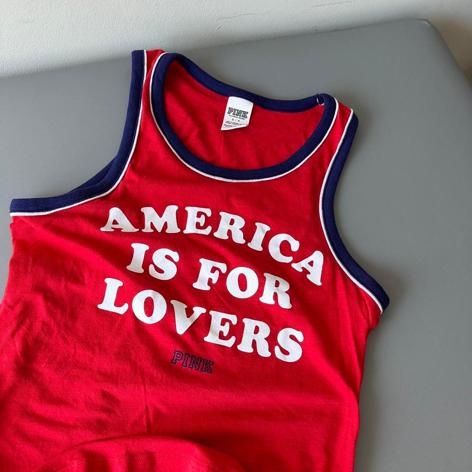 Victoria's Secret × Vintage Vintage Y2K Pink Victorias Secret America Lover USA Tank Top Size S / US 4 / IT 40 - 4 Thumbnail