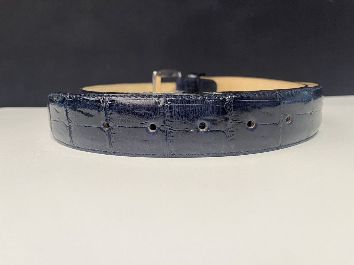 Vintage erreghé genuine crocodile leather navy belt Italian DS 70’s Size 30 - 3 Thumbnail