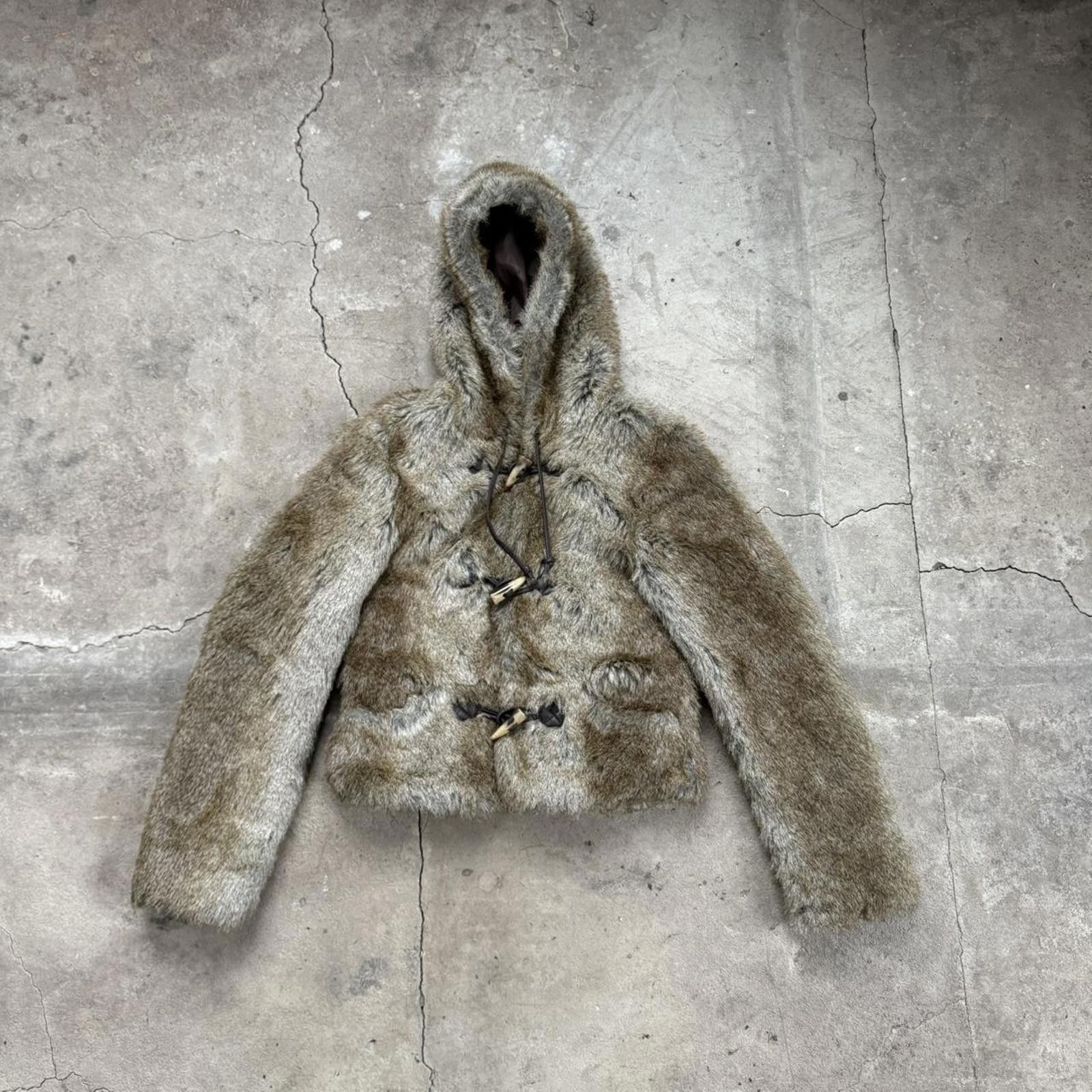 Le Grande Bleu (L.G.B.) Y2K Only Faux Fur Crop Hooded Jacket Size S / US 4 / IT 40 - 1 Thumbnail