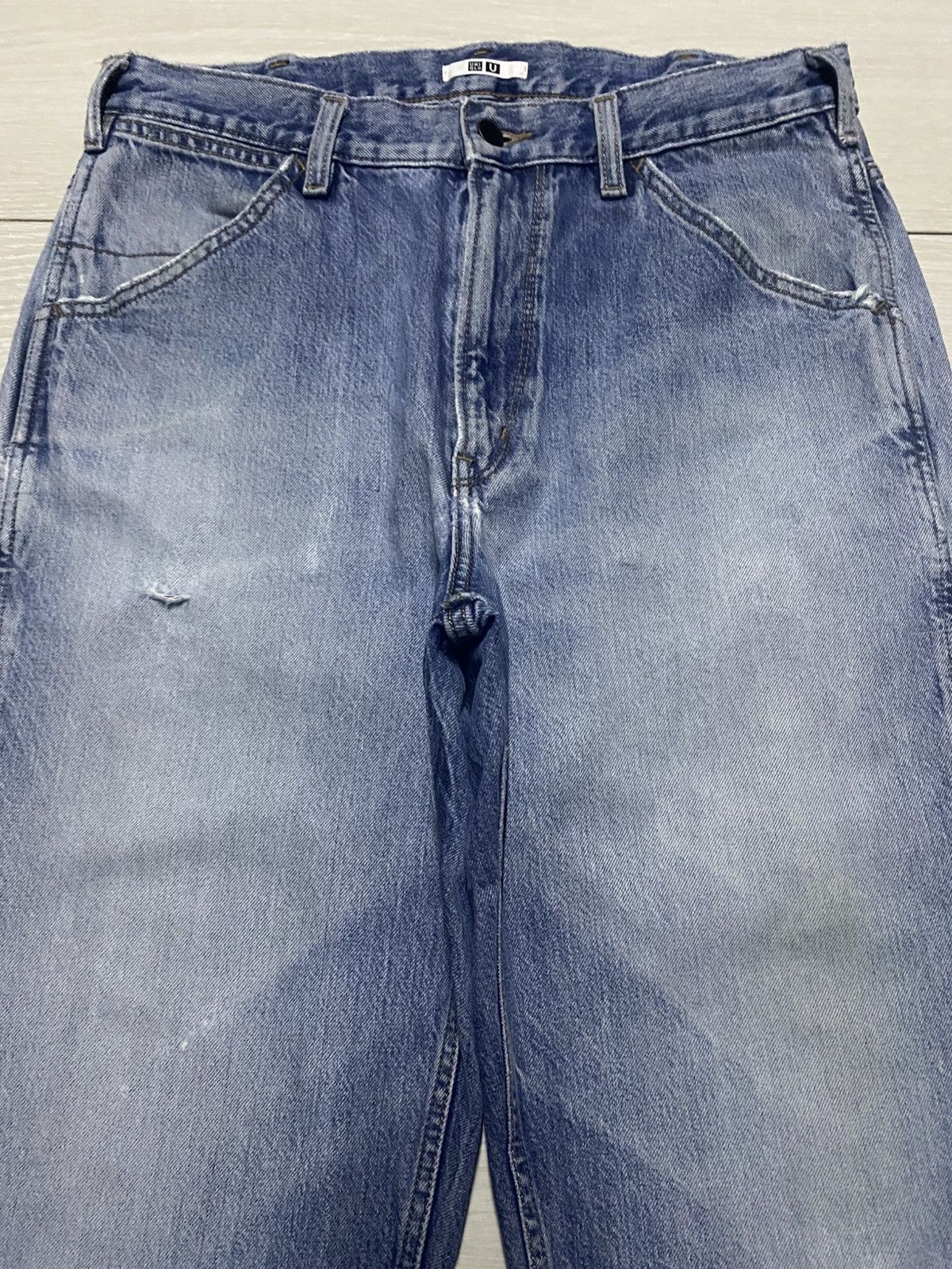 Uniqlo Vintage Uniqlo Blue Wash Taperred Leg Distressed Jeans Size US 32 / EU 48 - 3 Thumbnail