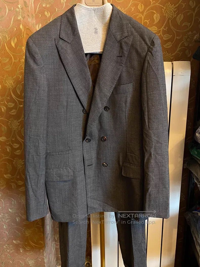 Brunello Cucinelli brunello cucinelli Double-breasted suit set, pure wool fab Size 50L - 1 Thumbnail