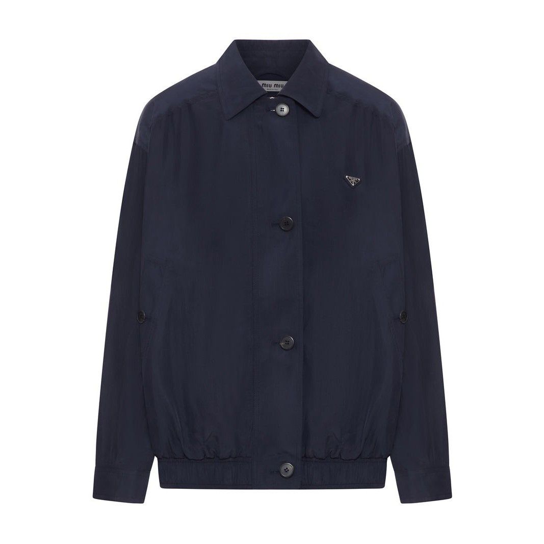 Prada PRADA Blue washed silk Jacket New & Authentic (Women's size: Size S / US 4 / IT 40 - 1 Thumbnail