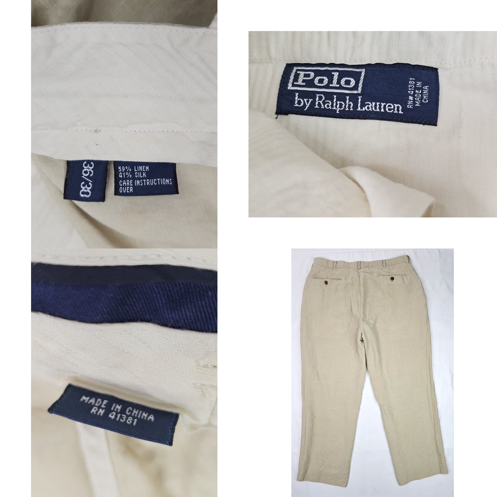 Polo Ralph Lauren VINTAGE Polo Ralph Lauren Pants Mens 36x30 Beige Linen Silk Classic Dress (Fits 35x27) Polo Ralph Lauren Andrew Dress Pants Mens Beige Linen Silk Size US M / EU 48-50 / 2 - 8 Thumbnail