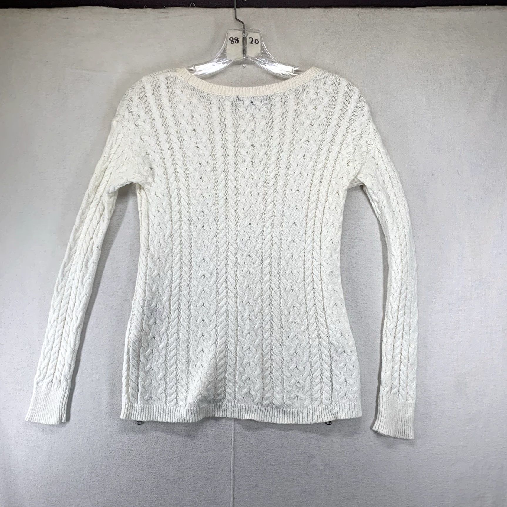 American Eagle Outfitters VINTAGE American Eagle Women's Sweater XS Cable Knit Wool Blend Long Sleeve Ivory Casual Pullover Size XS / US 0-2 / IT 36-38 - 2 Thumbnail