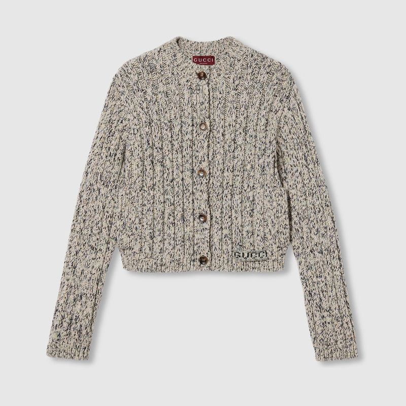 oc11z1125 Chunky Rib Wool Cardigan in Multicolor