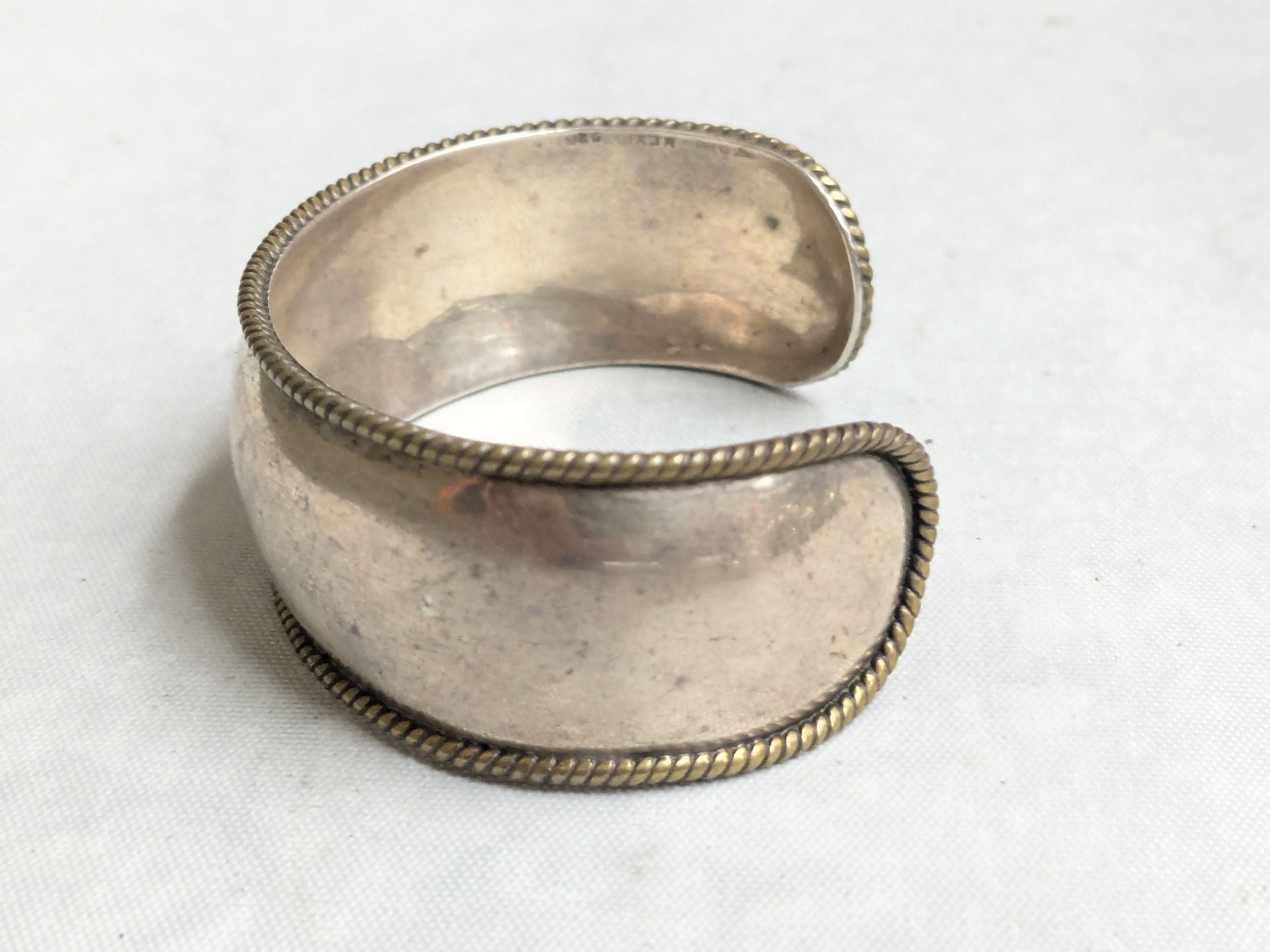 Jewelry Vintage Sterling Silver Cuff Bracelet 5.75" Mexico Two Tone Size ONE SIZE - 2 Thumbnail
