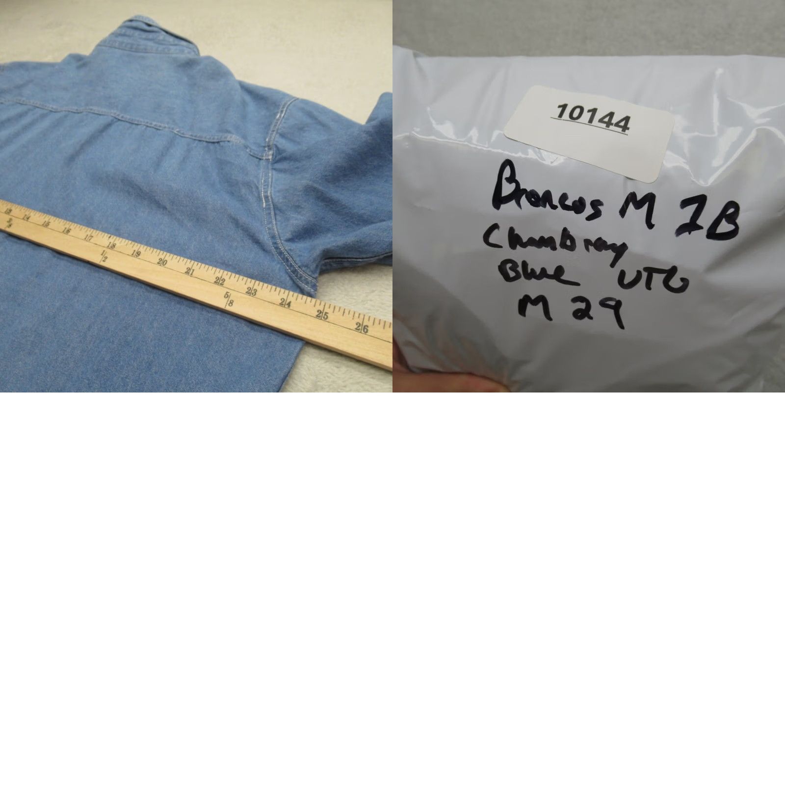 Lee VINTAGE Denver Broncos Shirt Men L Lee Blue Chambray Button Down Long Sleeve VTG 90s Size US L / EU 52-54 / 3 - 9 Thumbnail