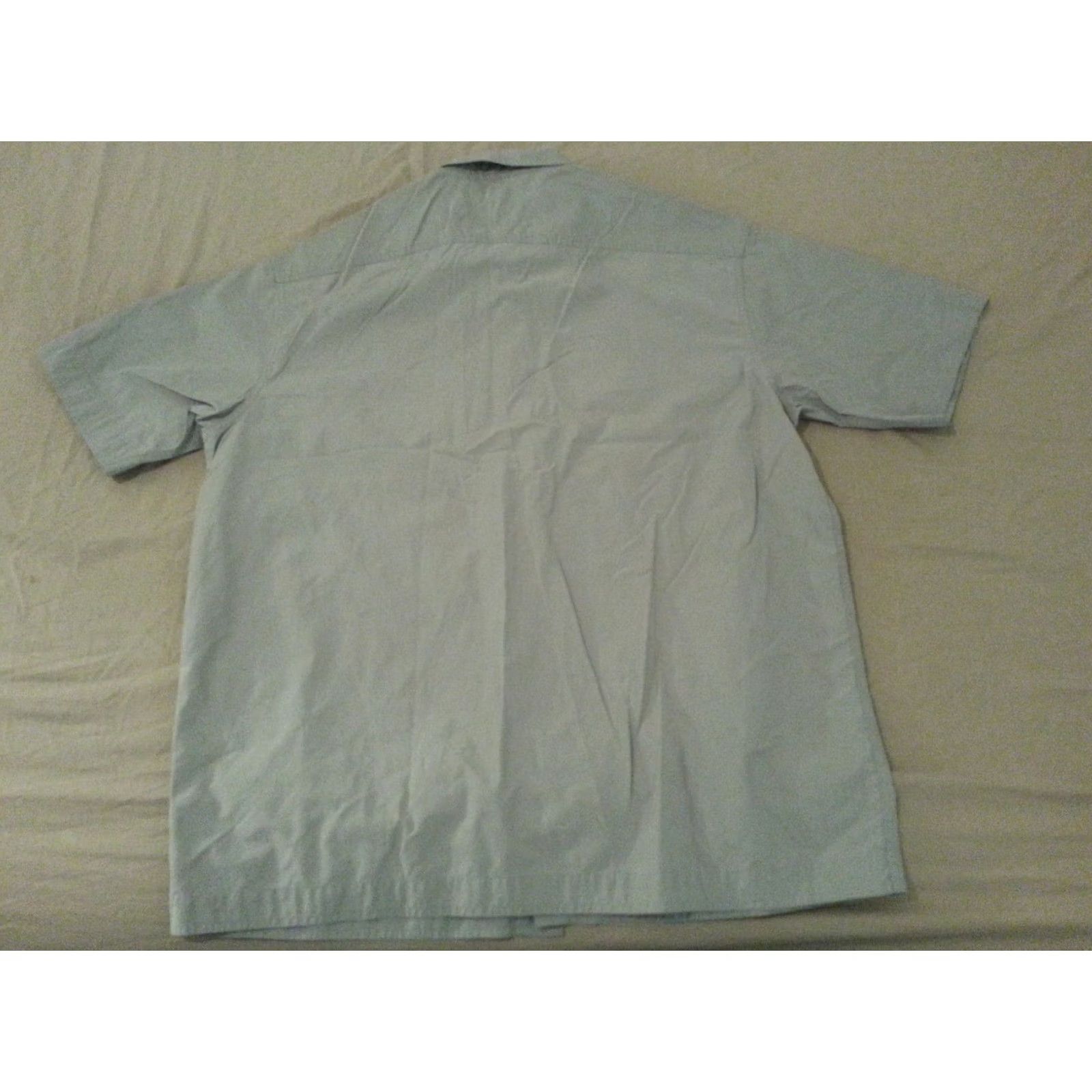 Tommy Hilfiger Mens Tommy Hilfiger Shirt XL Short Sleeve Button-Front Cotton Beige Dress Shirt Size 46R - 2 Thumbnail