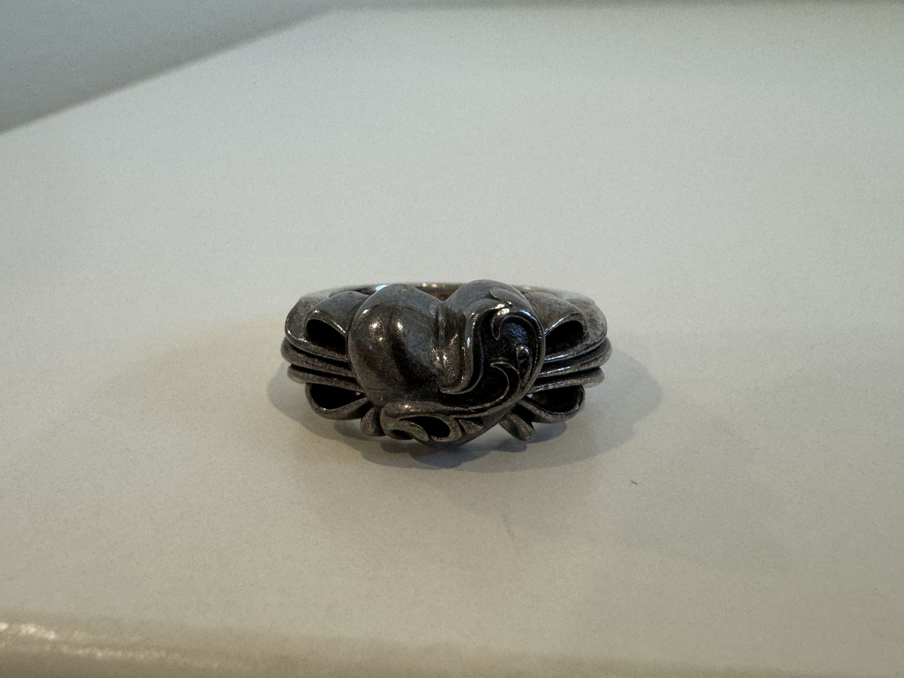 image of Chrome Hearts Floral Cross Ring in Silver, Men's